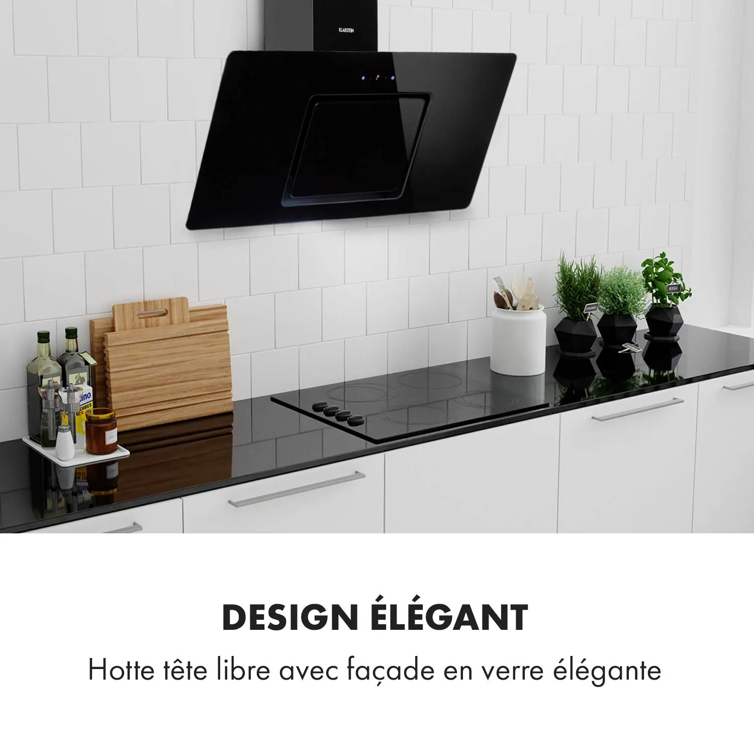 Klarstein Sofia hotte aspirante 90 cm noir 300 m³/h