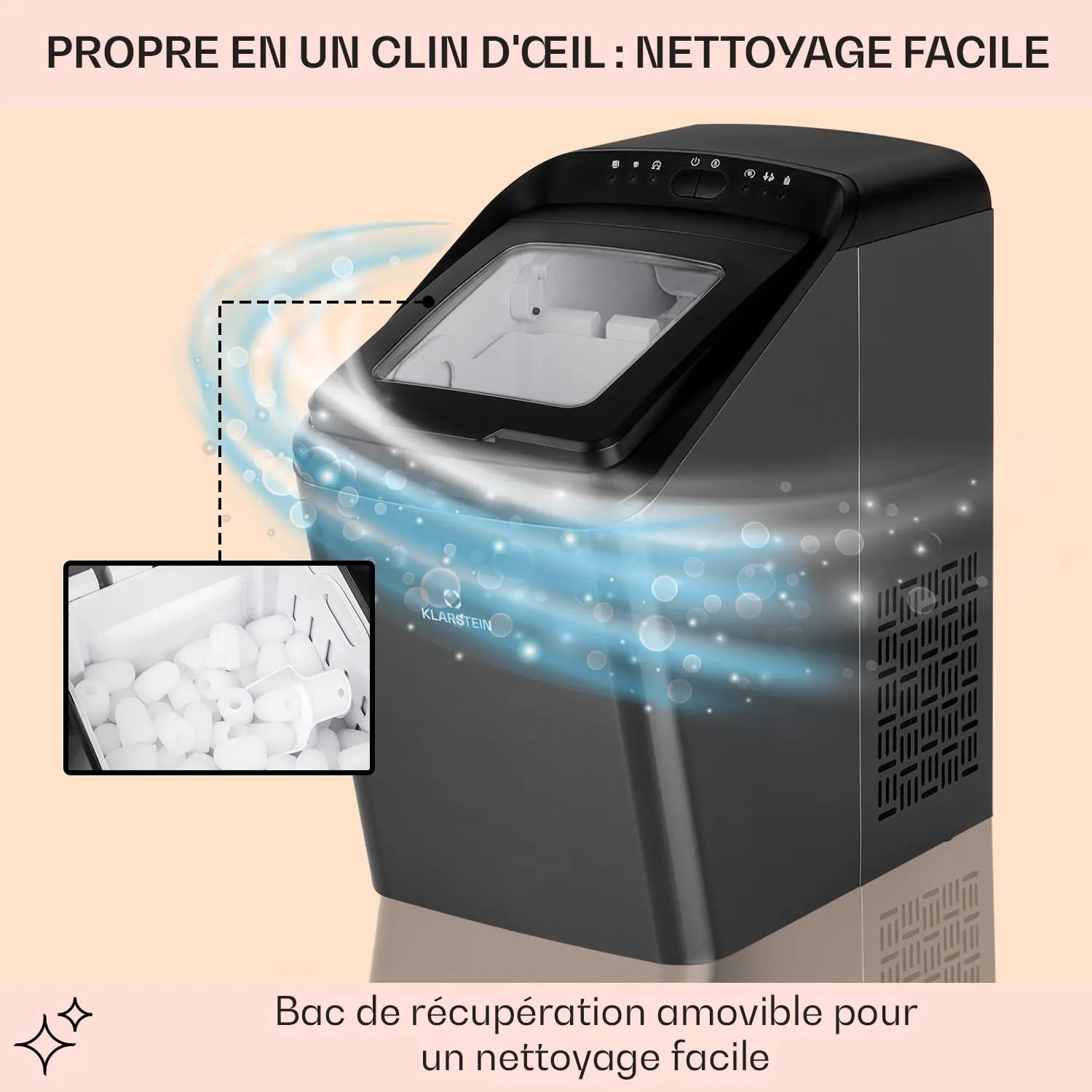Klarstein Machine à Glaçons 2,9 L 15 kg/jour 2 Tailles Inox