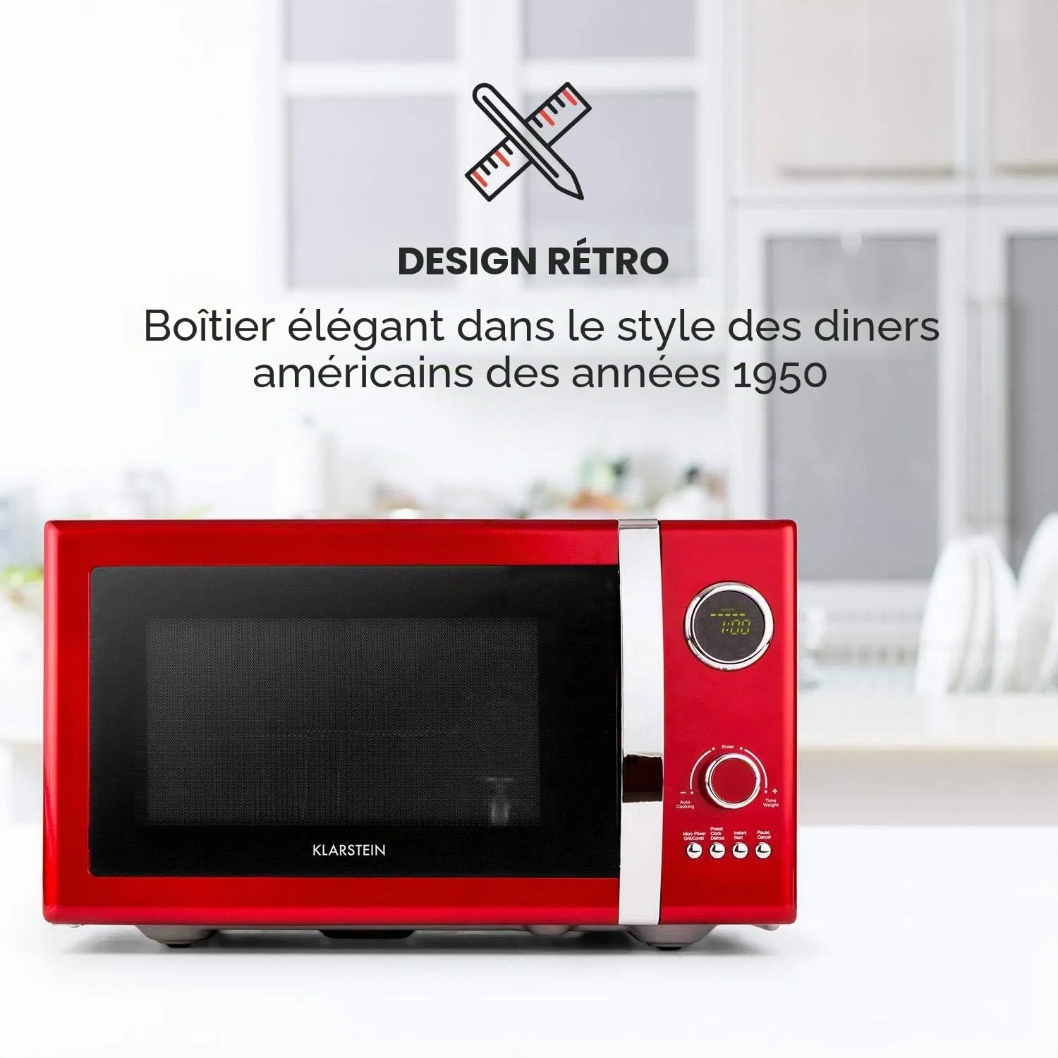 Klarstein Fine Dinesty micro-ondes gril 23 L rouge