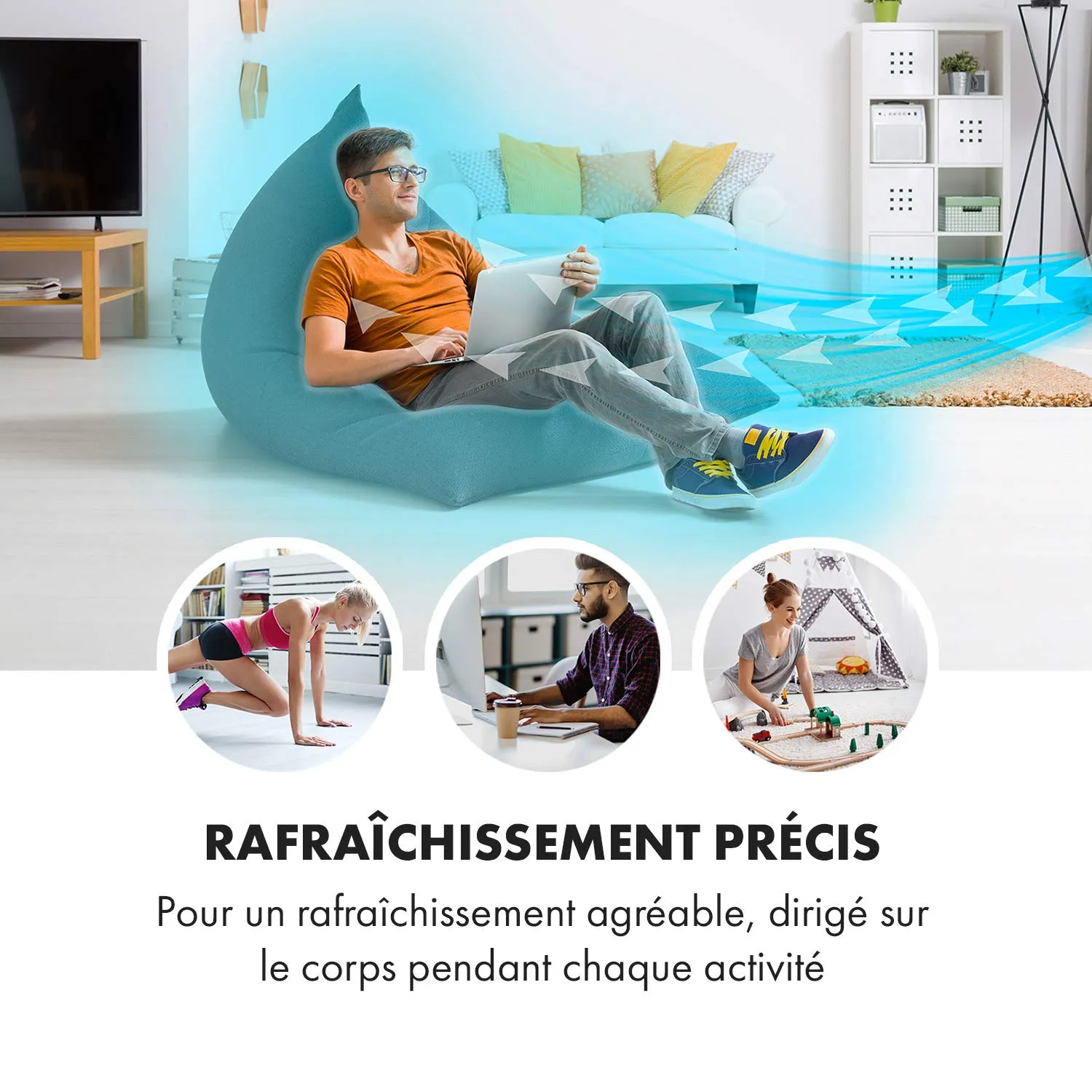 Klarstein Airflex ventilateur sur pied blanc 56 W