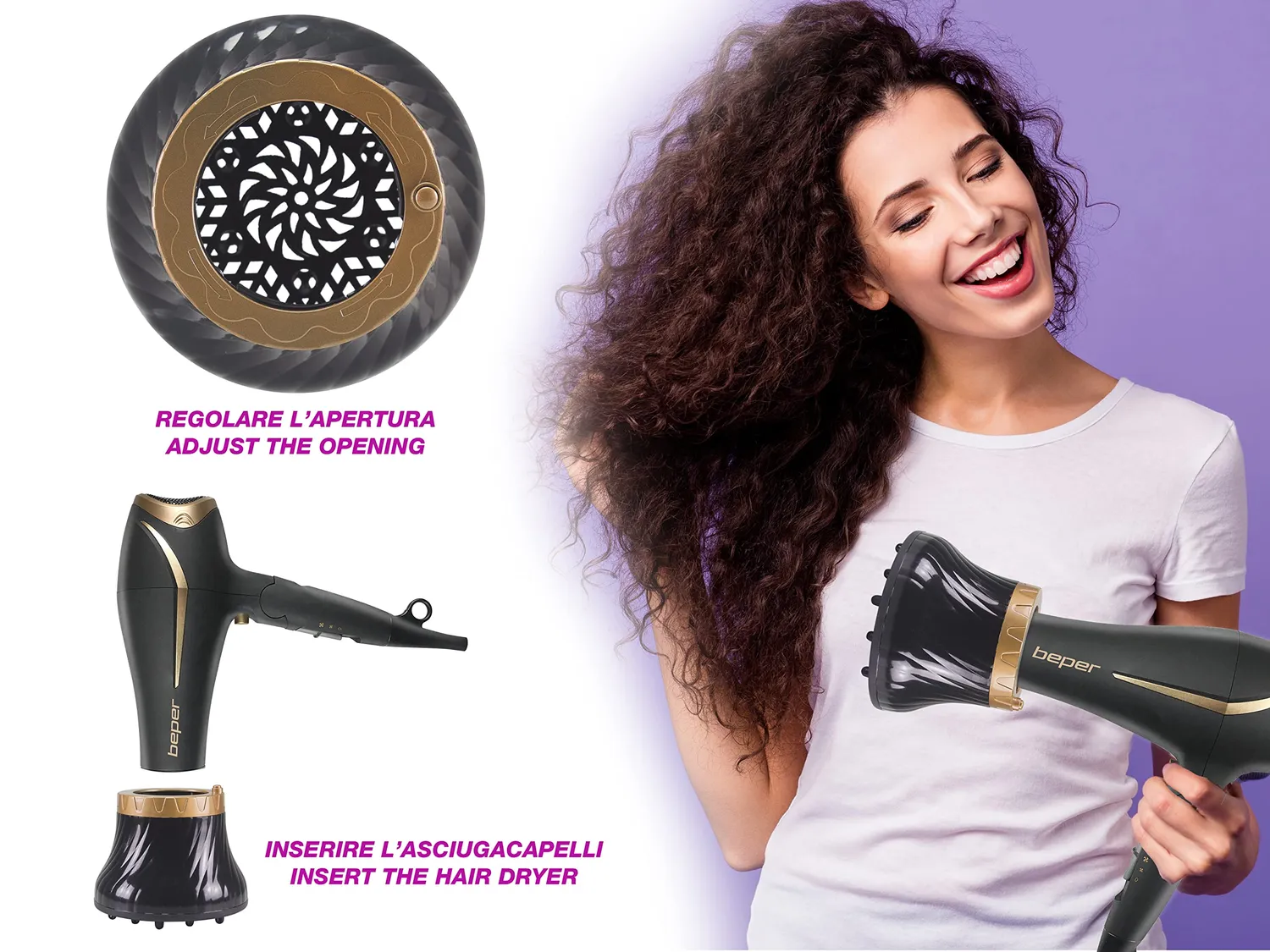Beper diffuseur sèche-cheveux universel boucles réglable