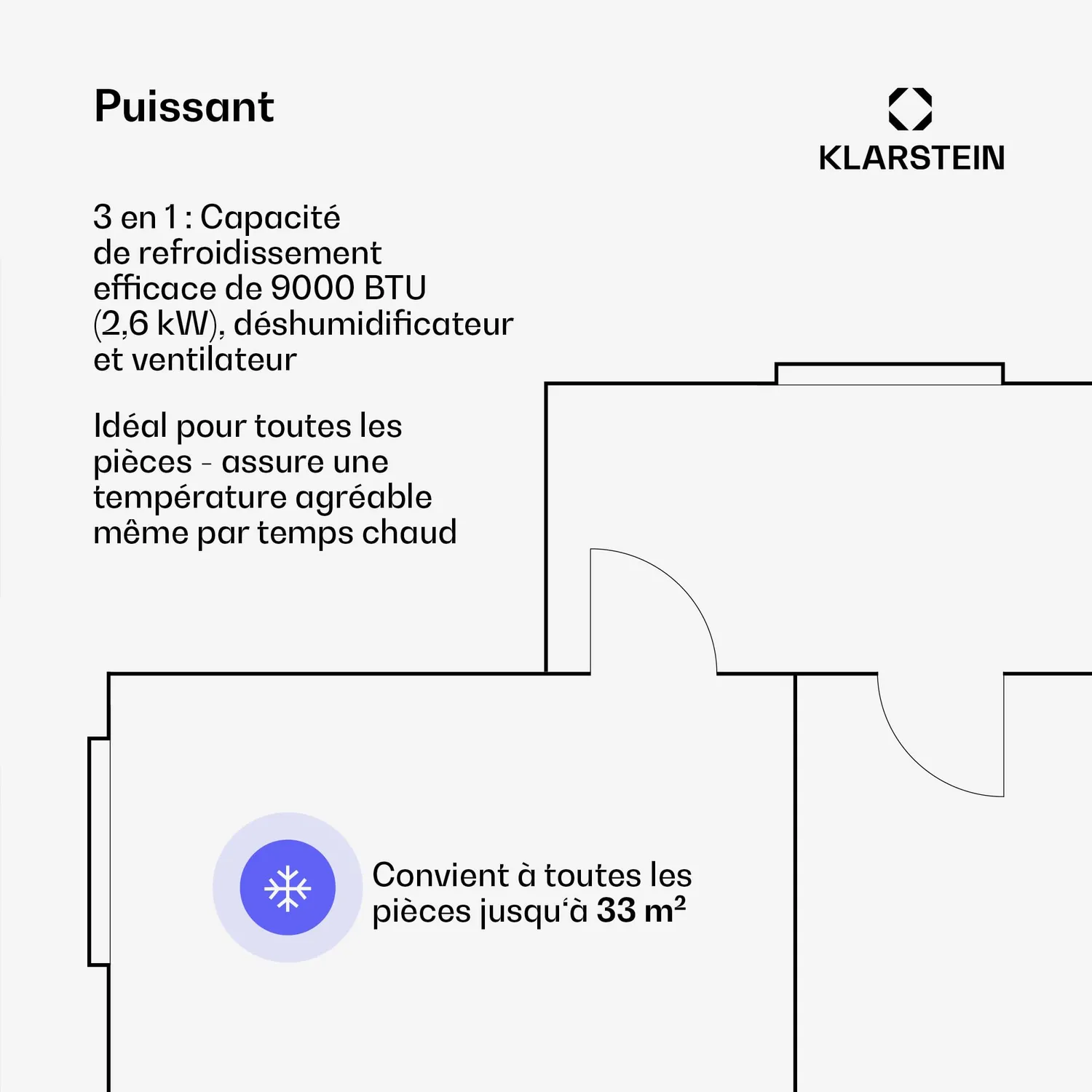 Klarstein AireLux climatiseur mobile 9000 BTU gris 33 m²