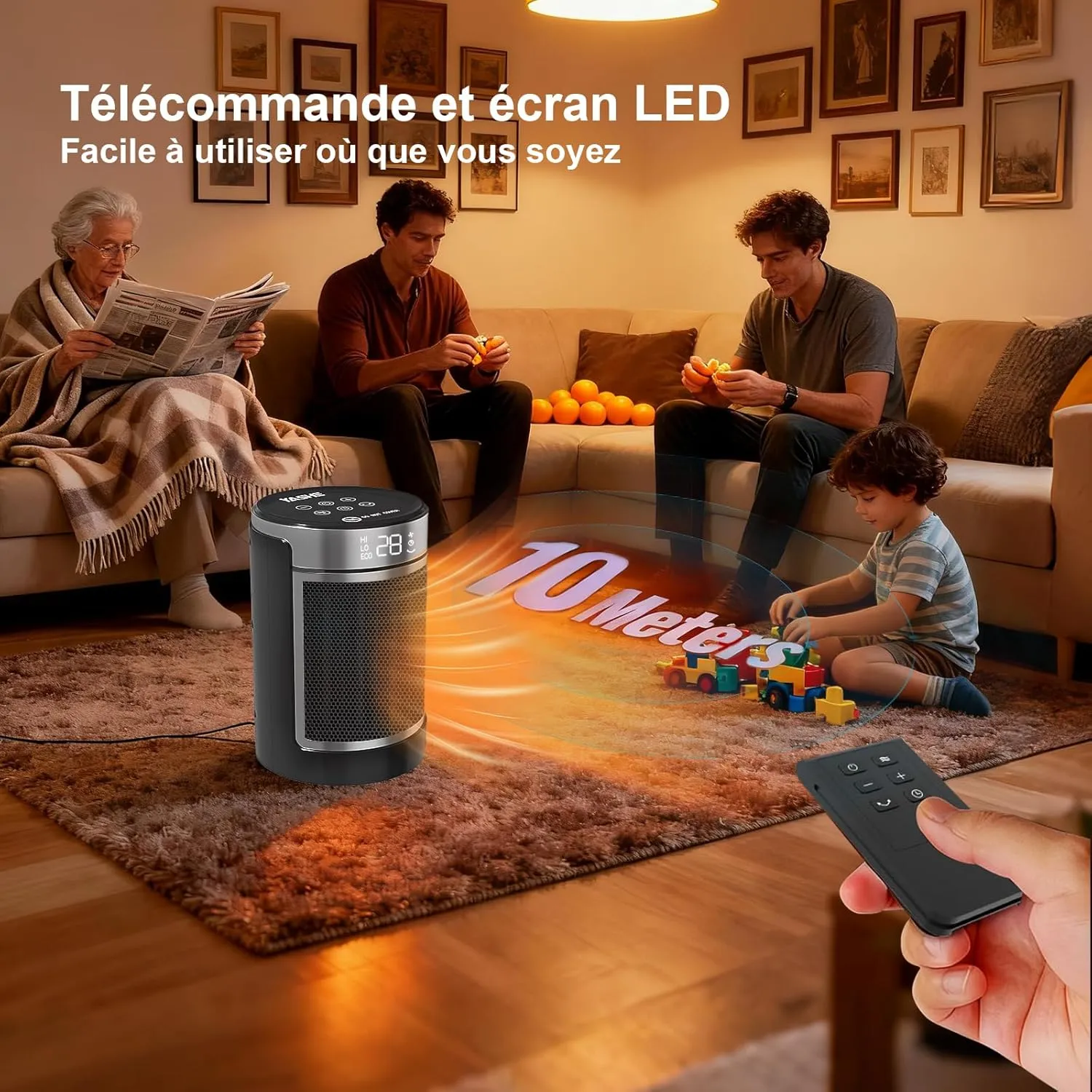 YASHE Radiateur Soufflant Céramique 1500W Télécommande