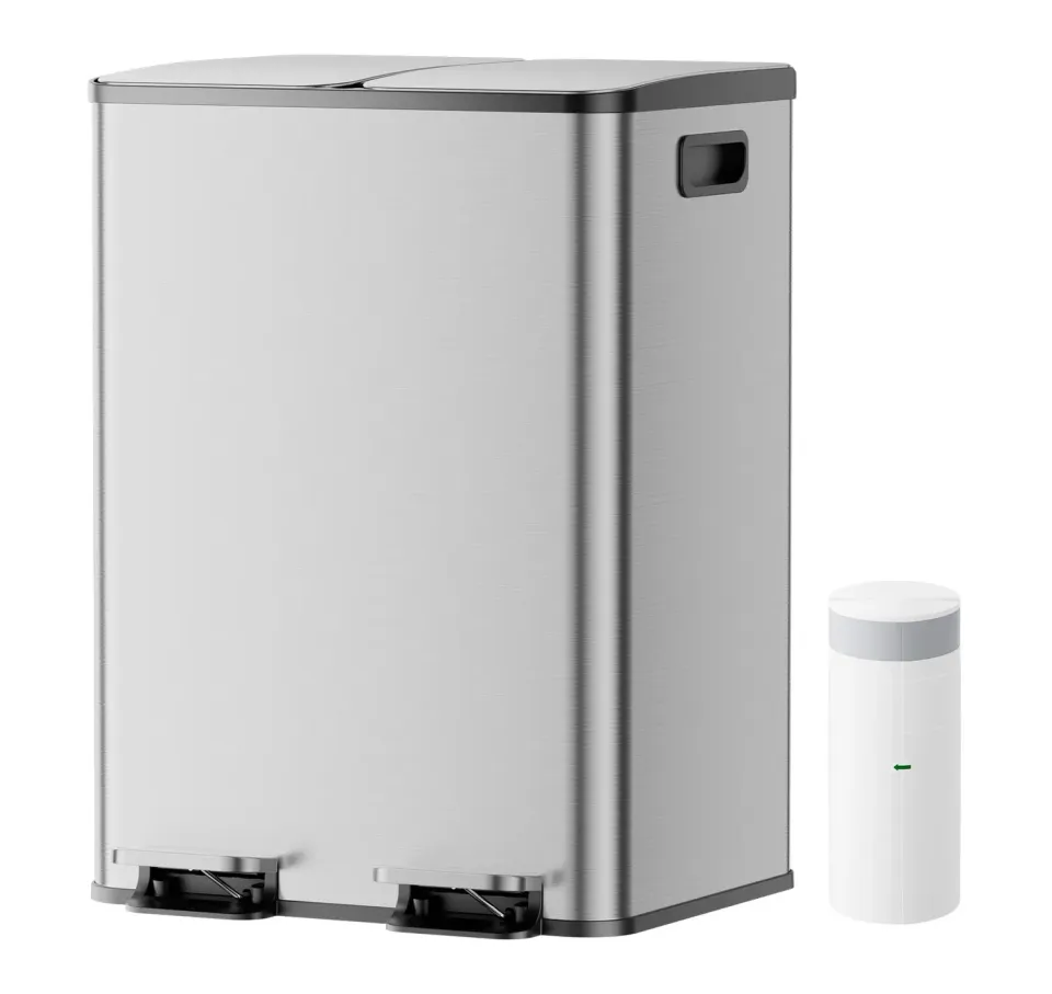 YASHE Poubelle Double 2x20L poubelle cuisine inox tri sélectif