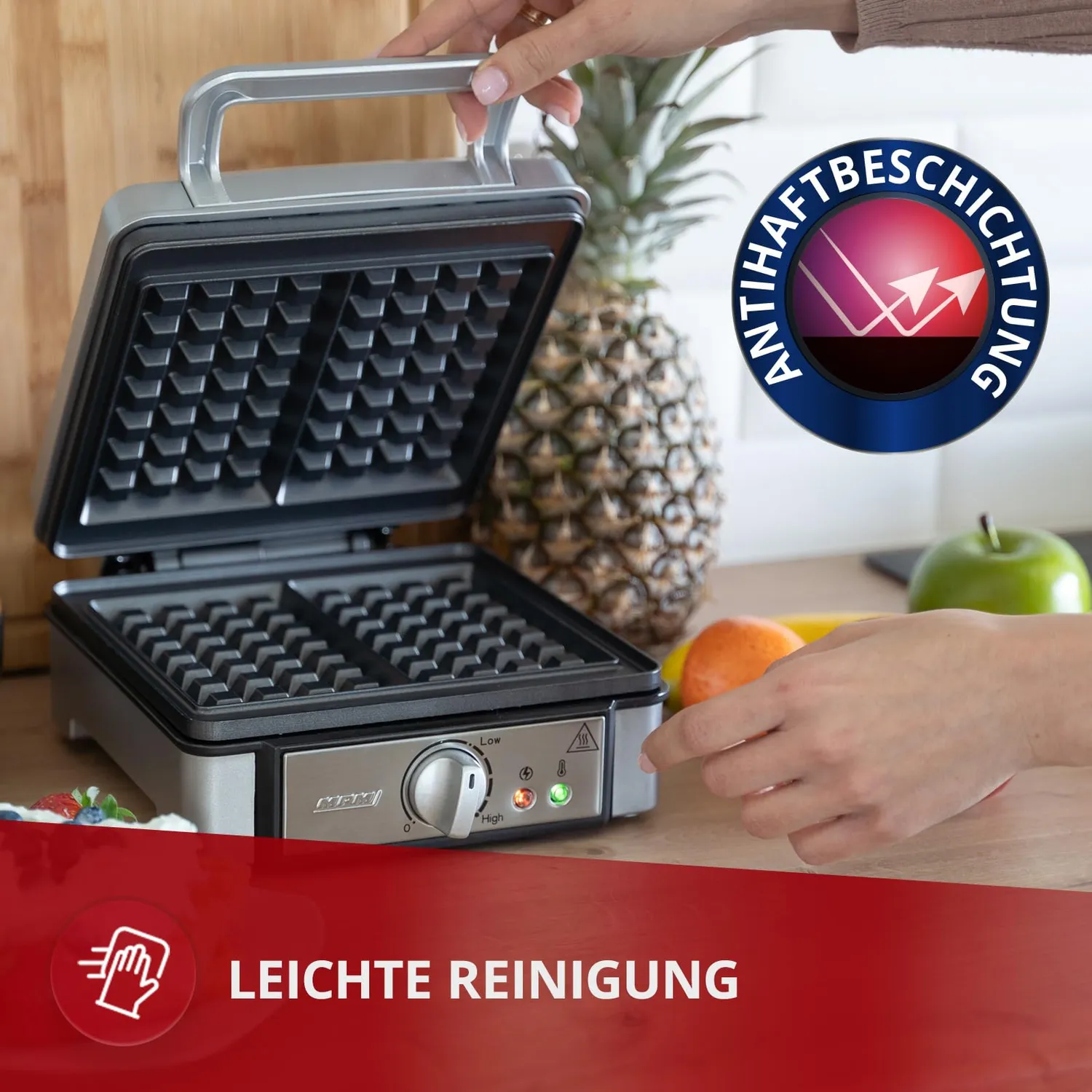 MPM MGO13 gaufrier belge 2 gaufres inox 1400 W réglable