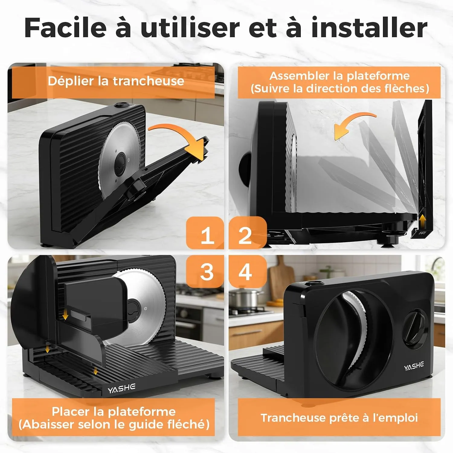YASHE Trancheuse Électrique Pliable 180W 0-15 mm