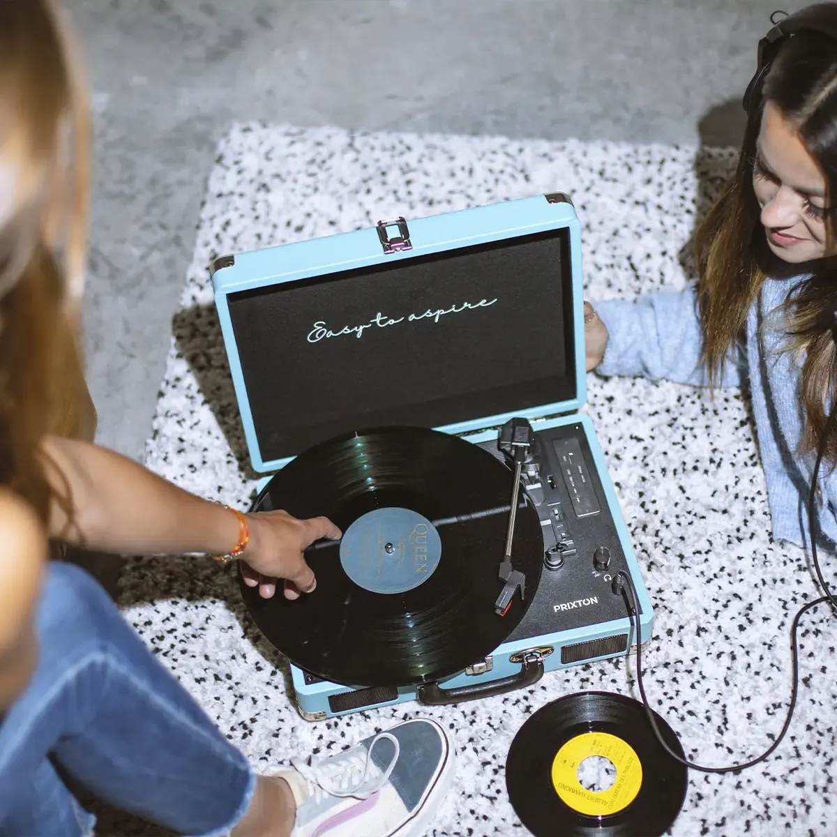 Prixton VC400 platine vinyle bleue Bluetooth USB RCA