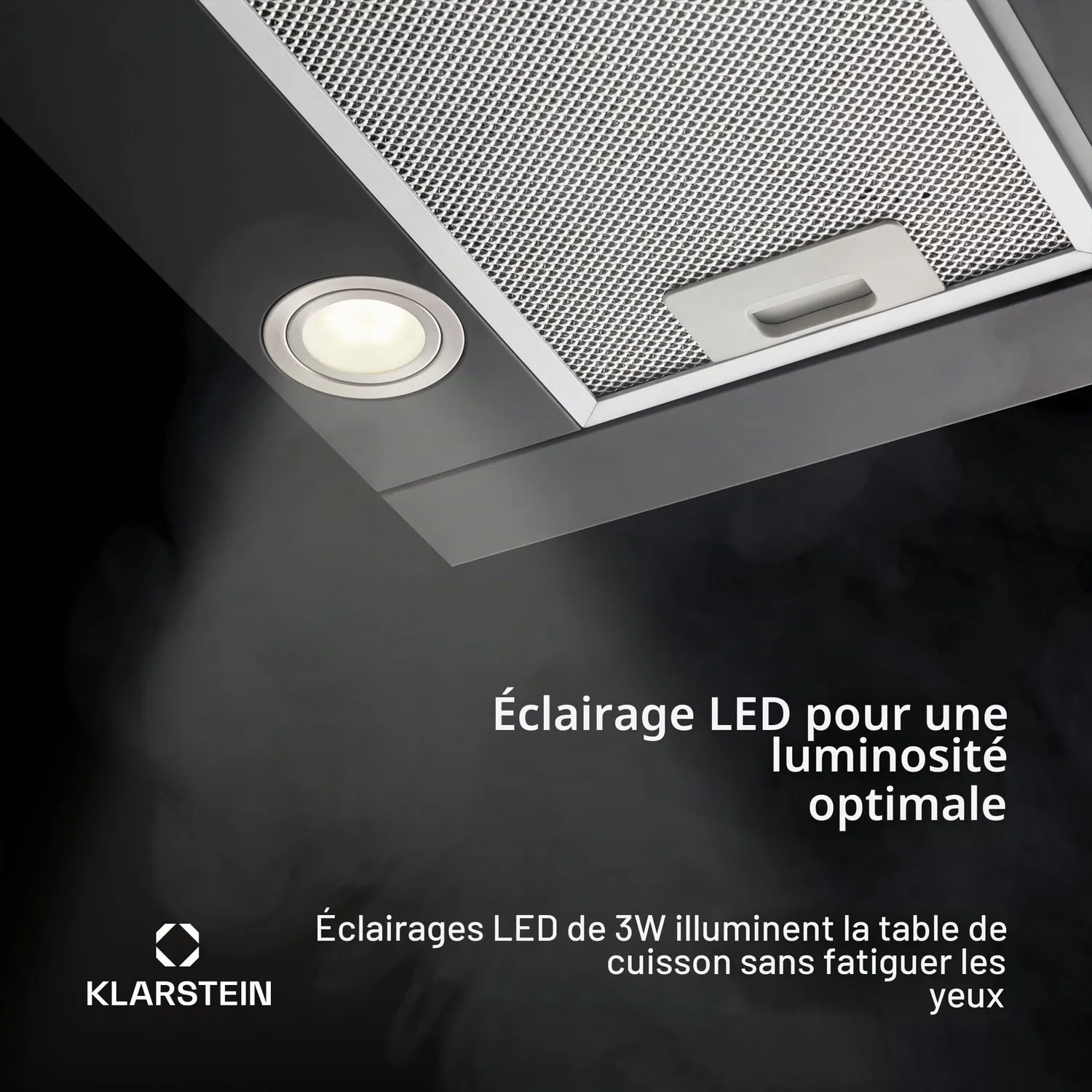 Klarstein Vinea hotte tiroir noire 610 m3/h extra-plate