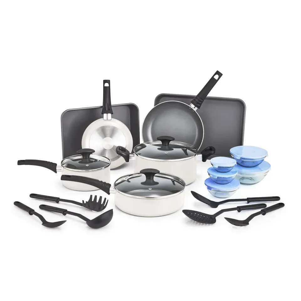 Bella Cook Bake and Store batterie cuisine 21 pièces blanc antiadhésive