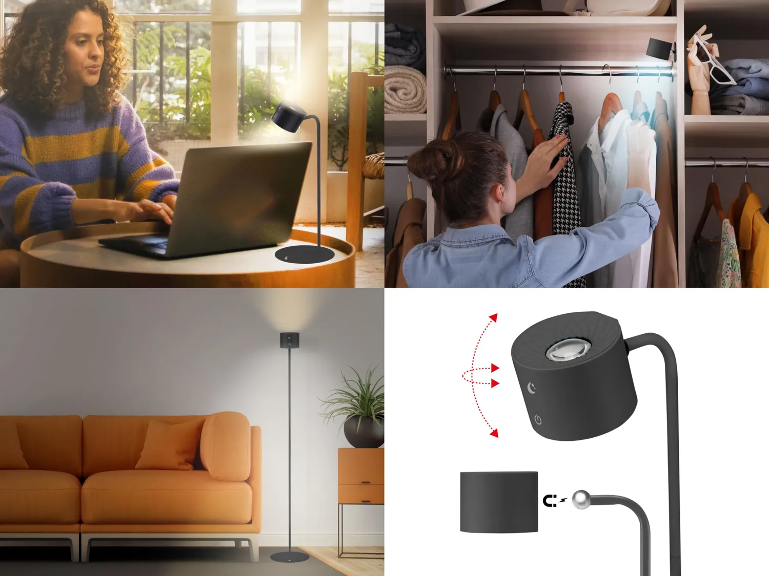 Beper P201UTP306 Lumì lampe rechargeable noire tactile 3 couleurs