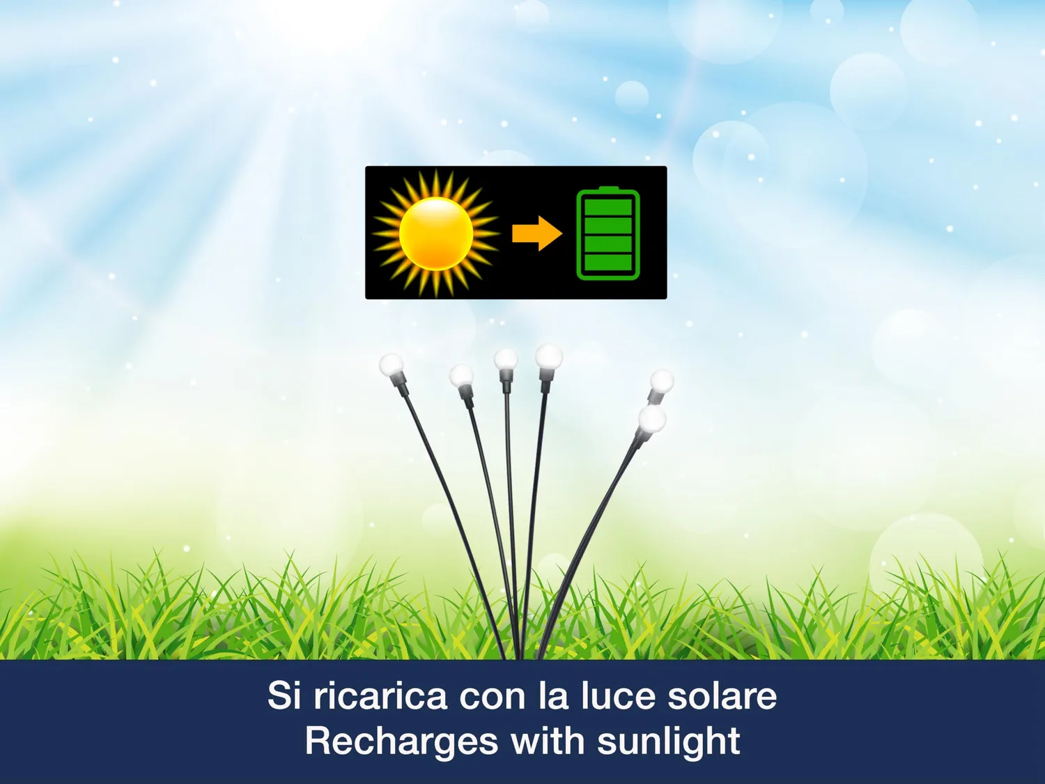 Beper lampe solaire jardin 6 LED lucioles piquet