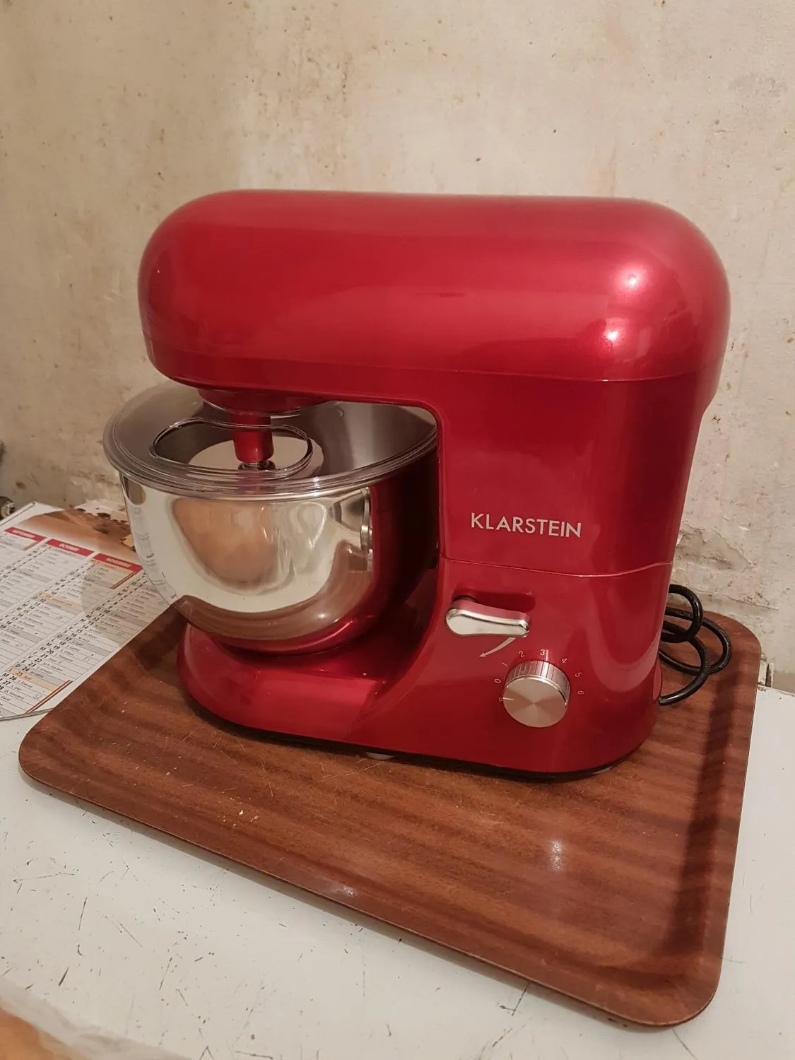 Klarstein Robot Pâtissier Bol 5L 2000W Rouge 6 Vitesses