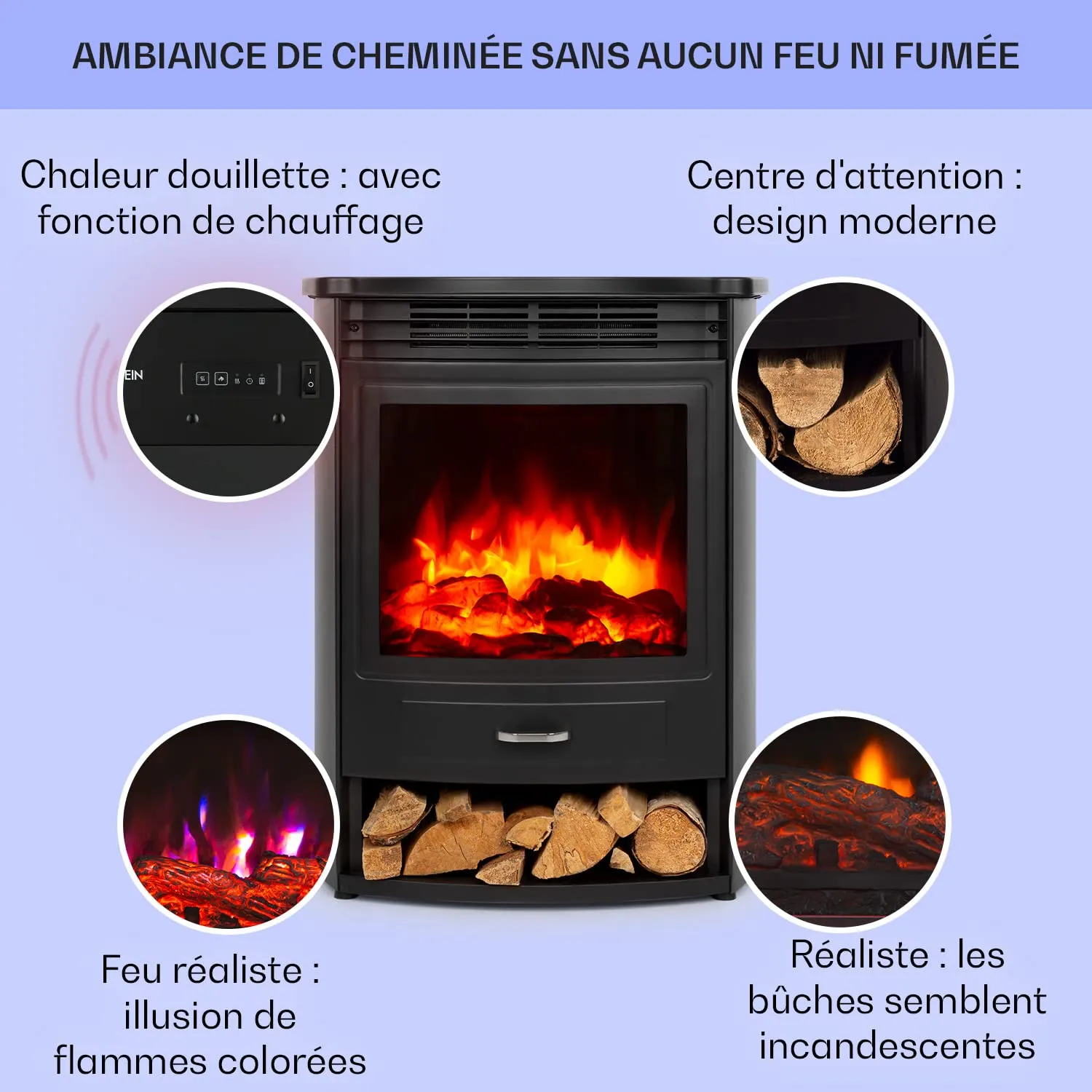 Klarstein Bormio S cheminée électrique 1900W télécommande