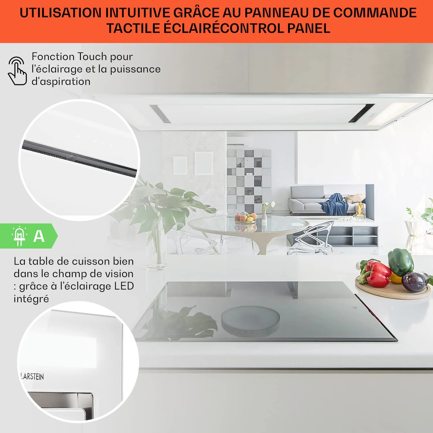 Klarstein Remy hotte 90 cm blanc 609 m3/h