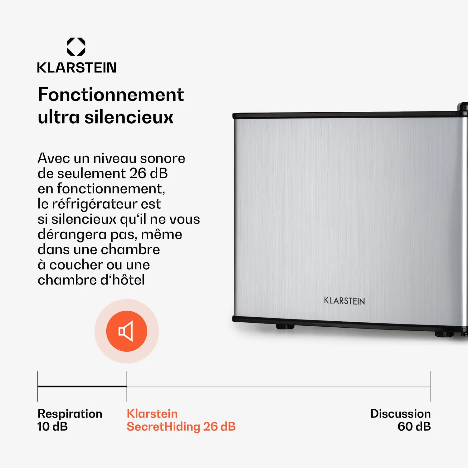 Klarstein mini frigo 17L argent silencieux 0-15°C