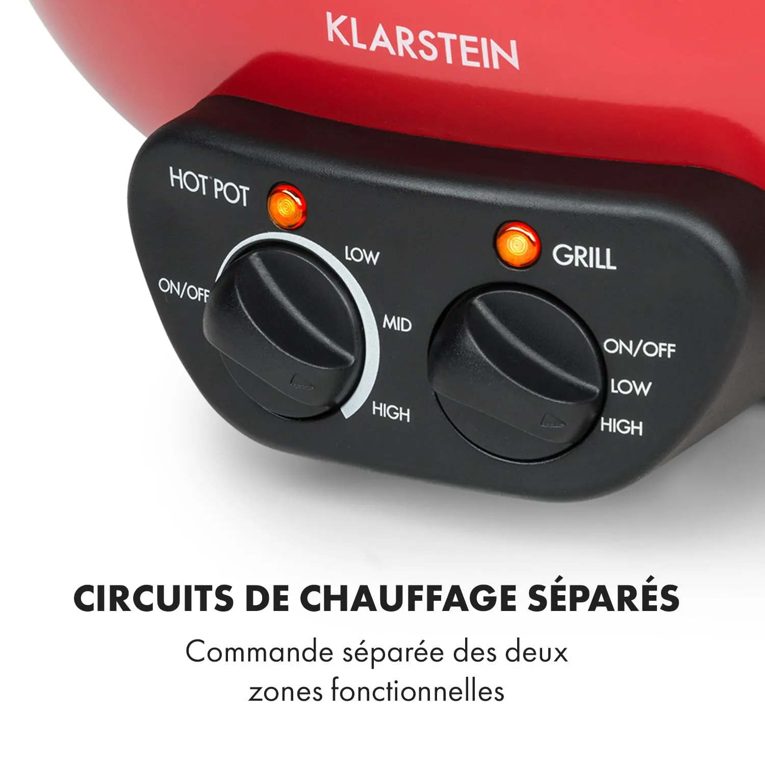 Klarstein Tafelrunde faitout lectrique rouge 5 L 2 en 1
