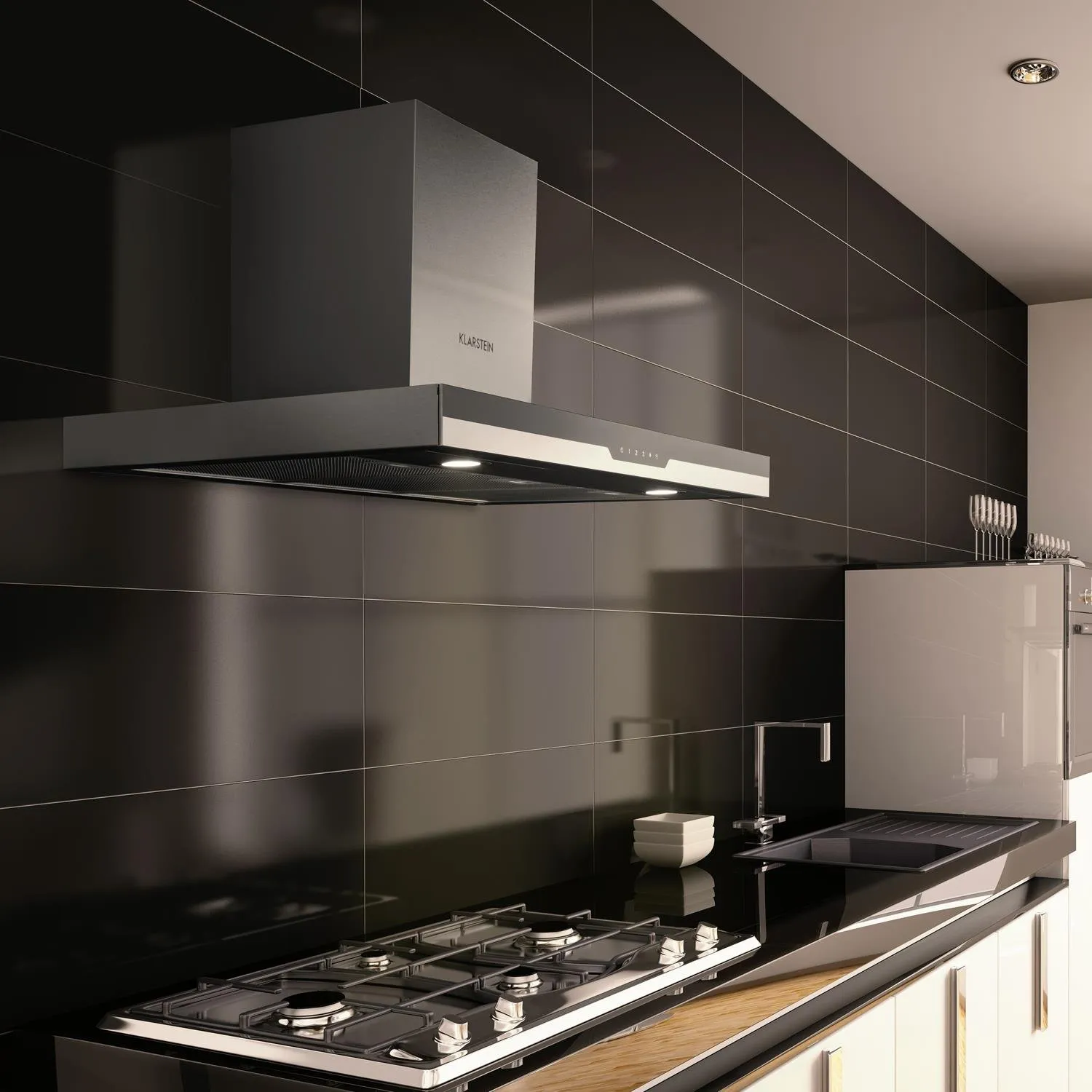 Klarstein Finessa hotte aspirante 90 cm 635 m³/h gris inox
