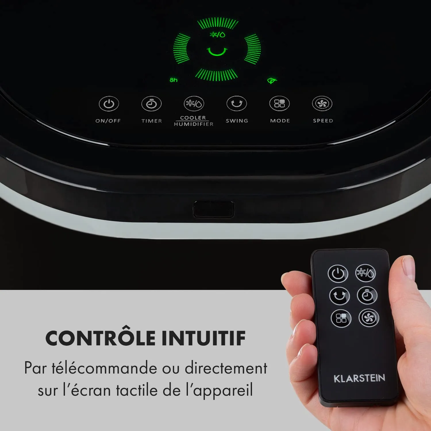Klarstein 4 en 1 rafraichisseur d'air 7L 65W silencieux