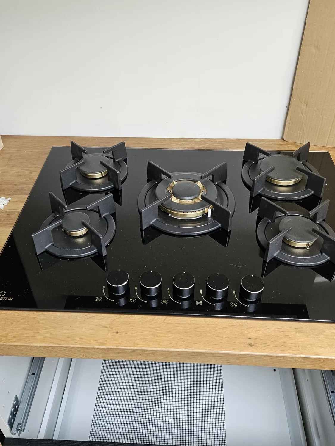 Klarstein plaque de cuisson gaz 5 feux 90 cm verre noir