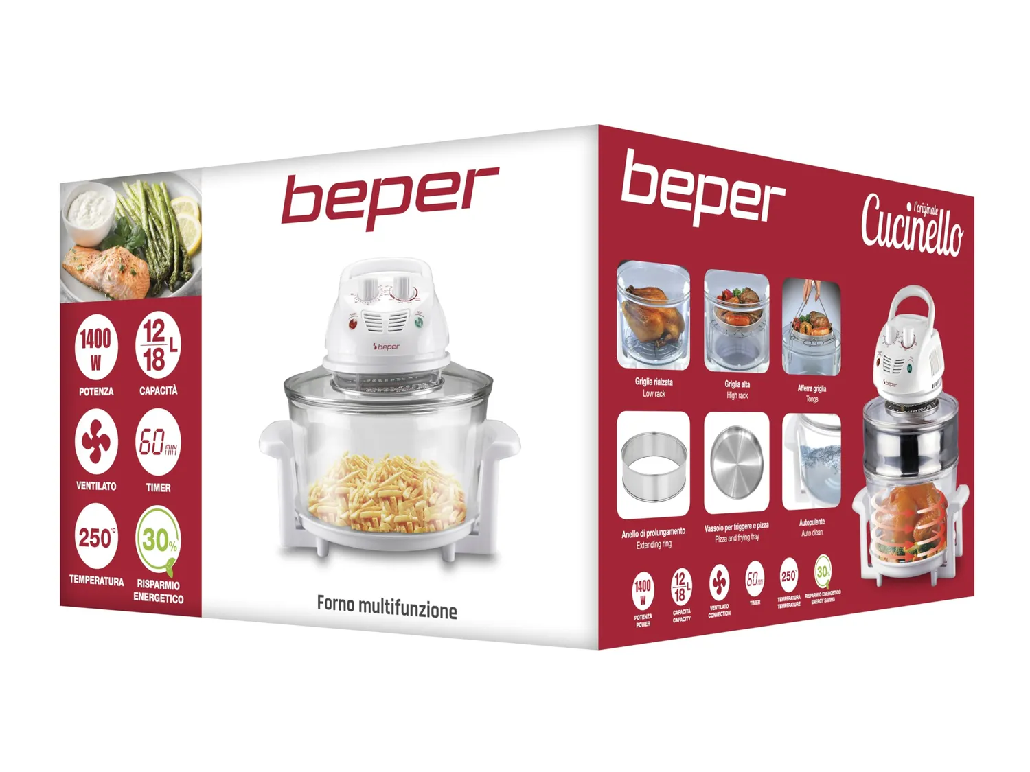 Beper BF.640 four ventilé multifonction 12 L avec anneau 18 L