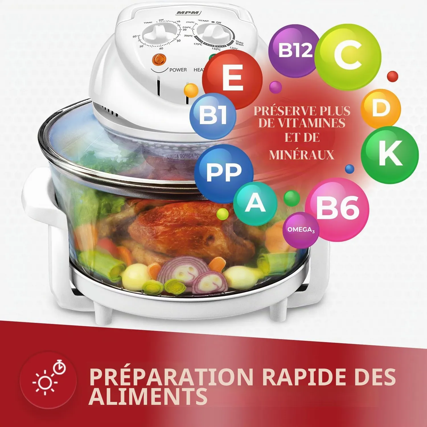 MPM MKO-02 four halogène combi 11,3L 1400W