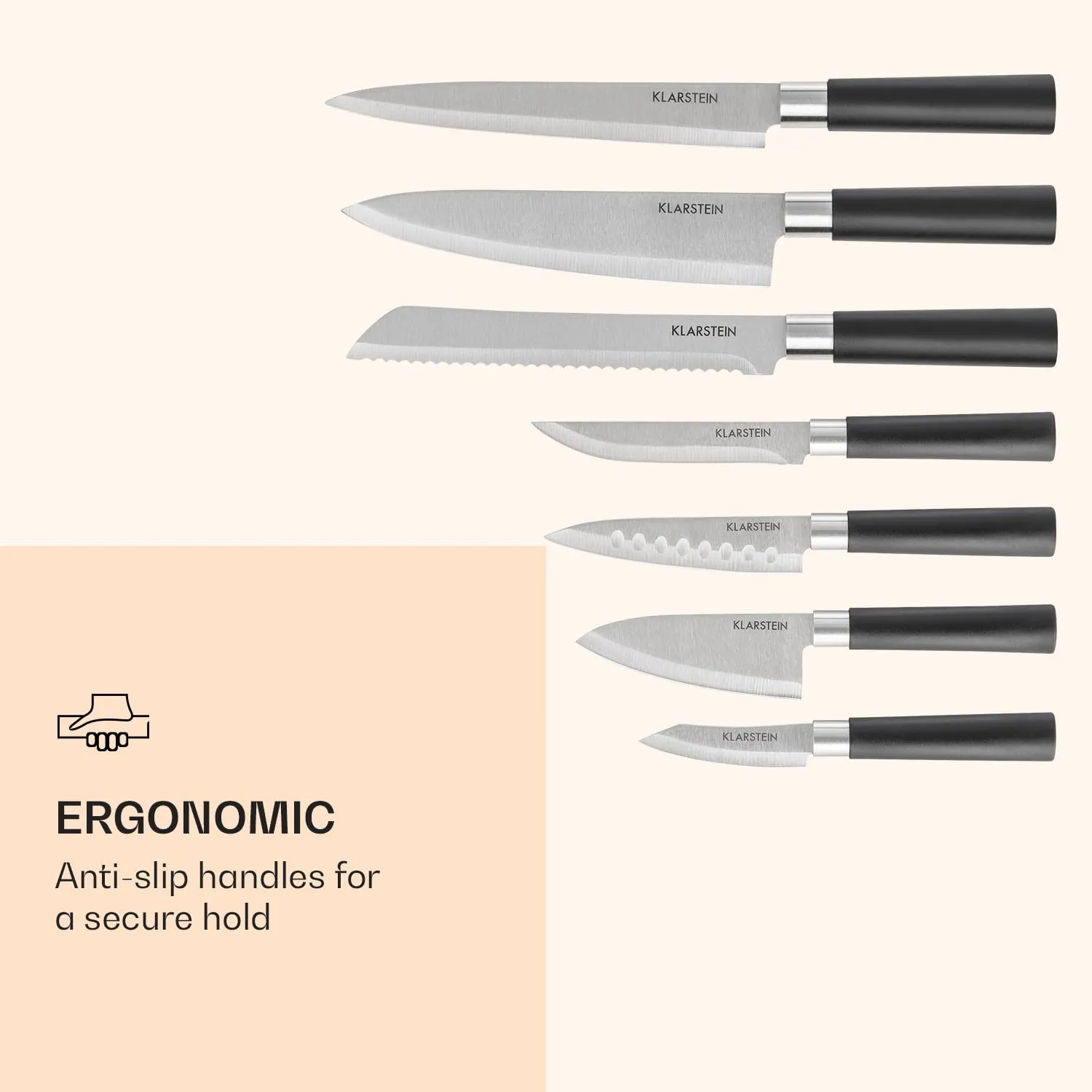 Klarstein Kitano Plus set couteaux bloc bois 7 pièces