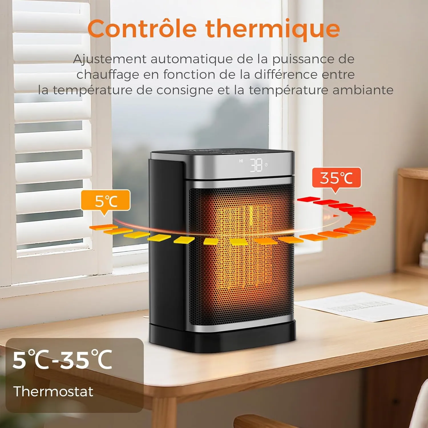 YASHE Chauffage Céramique PTC 1500W silencieux