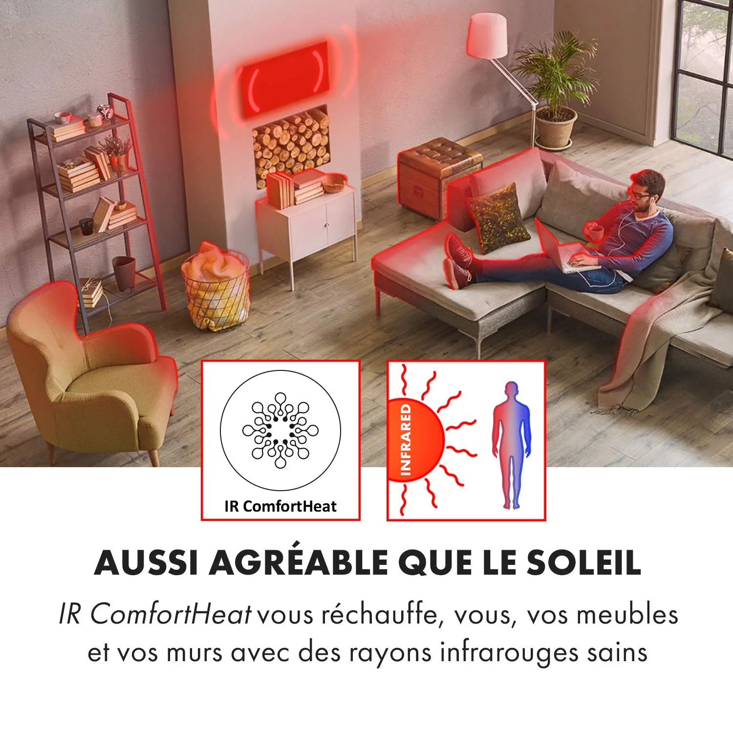 Klarstein Air Art Smart chauffage infrarouge mural 500W wifi