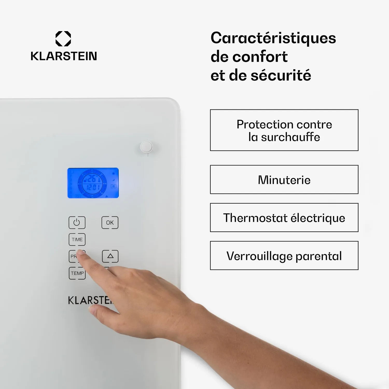Klarstein convecteur électrique 1000W blanc 20m²