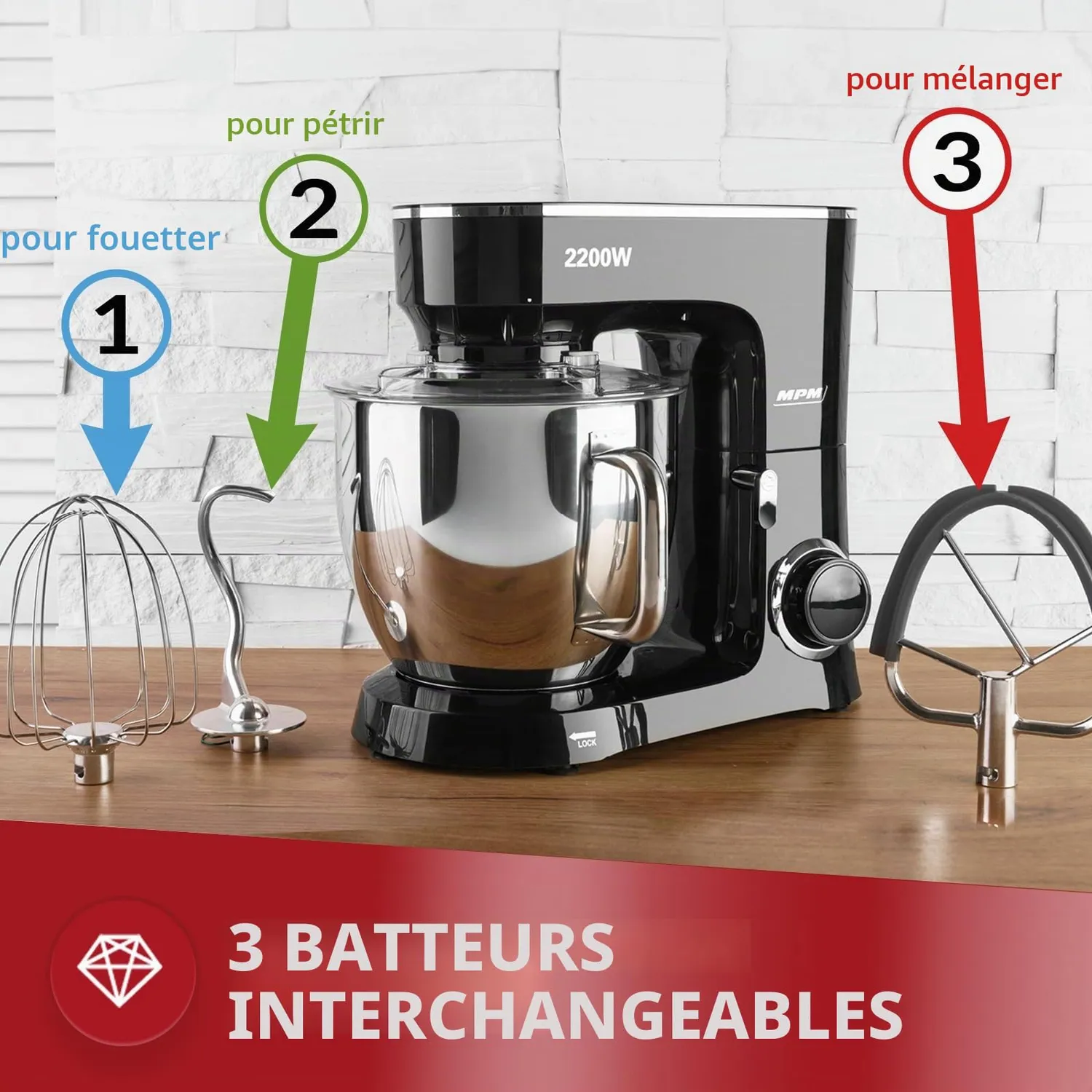 MPM MRK-19 robot pâtissier 6,5L 2200W max