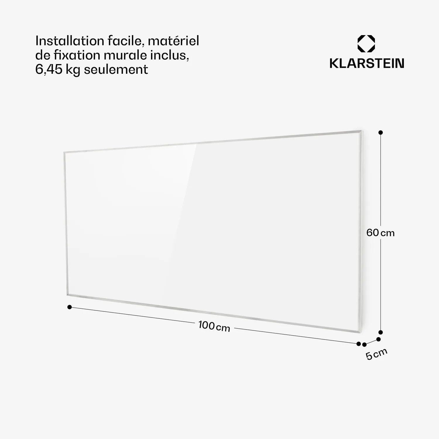Klarstein panneau chauffant infrarouge 60x100cm blanc