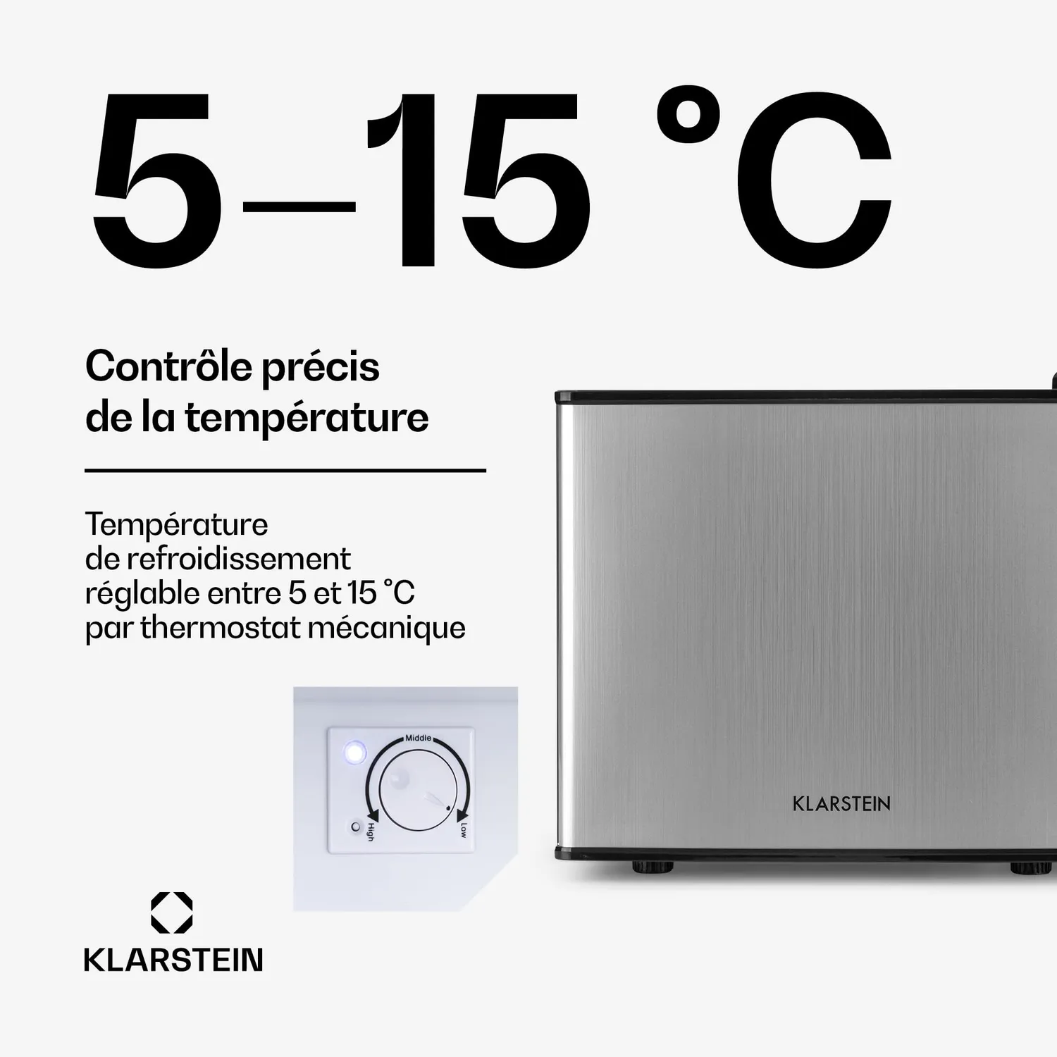 Klarstein mini frigo 17L argent silencieux 0-15°C
