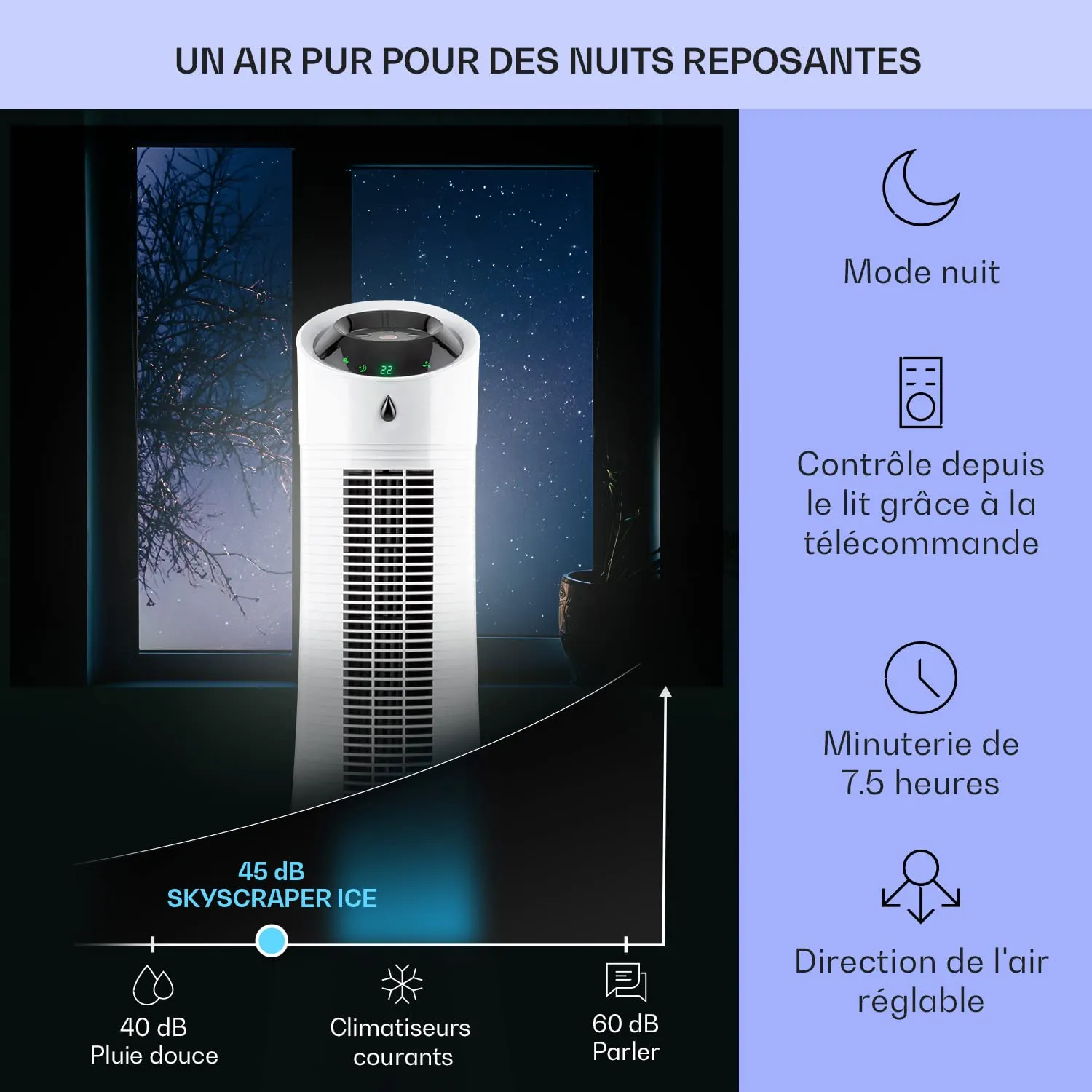 Klarstein rafraîchisseur d’air 5 en 1 45 W 180 m³/h