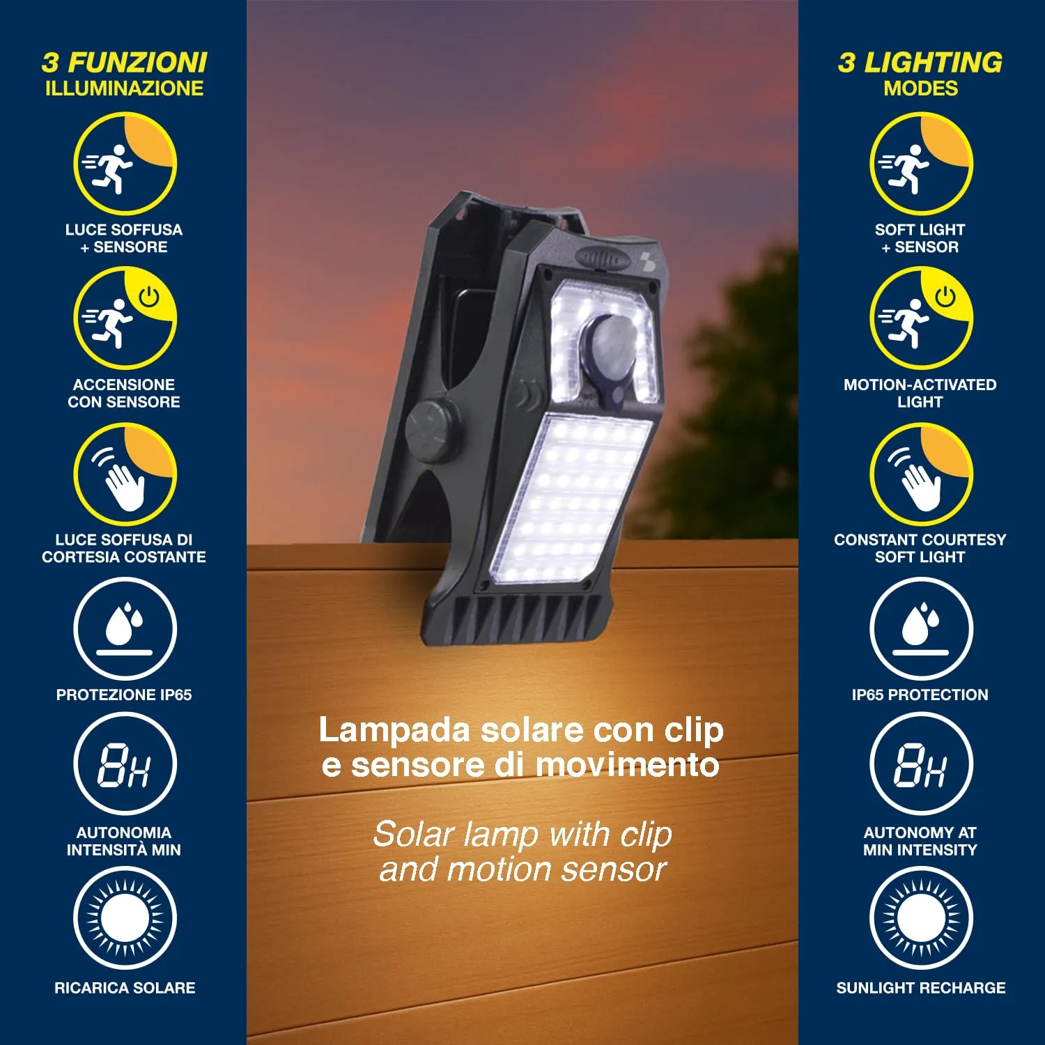 Beper Clipia P207ILO003 lampe solaire à pince détecteur IP65