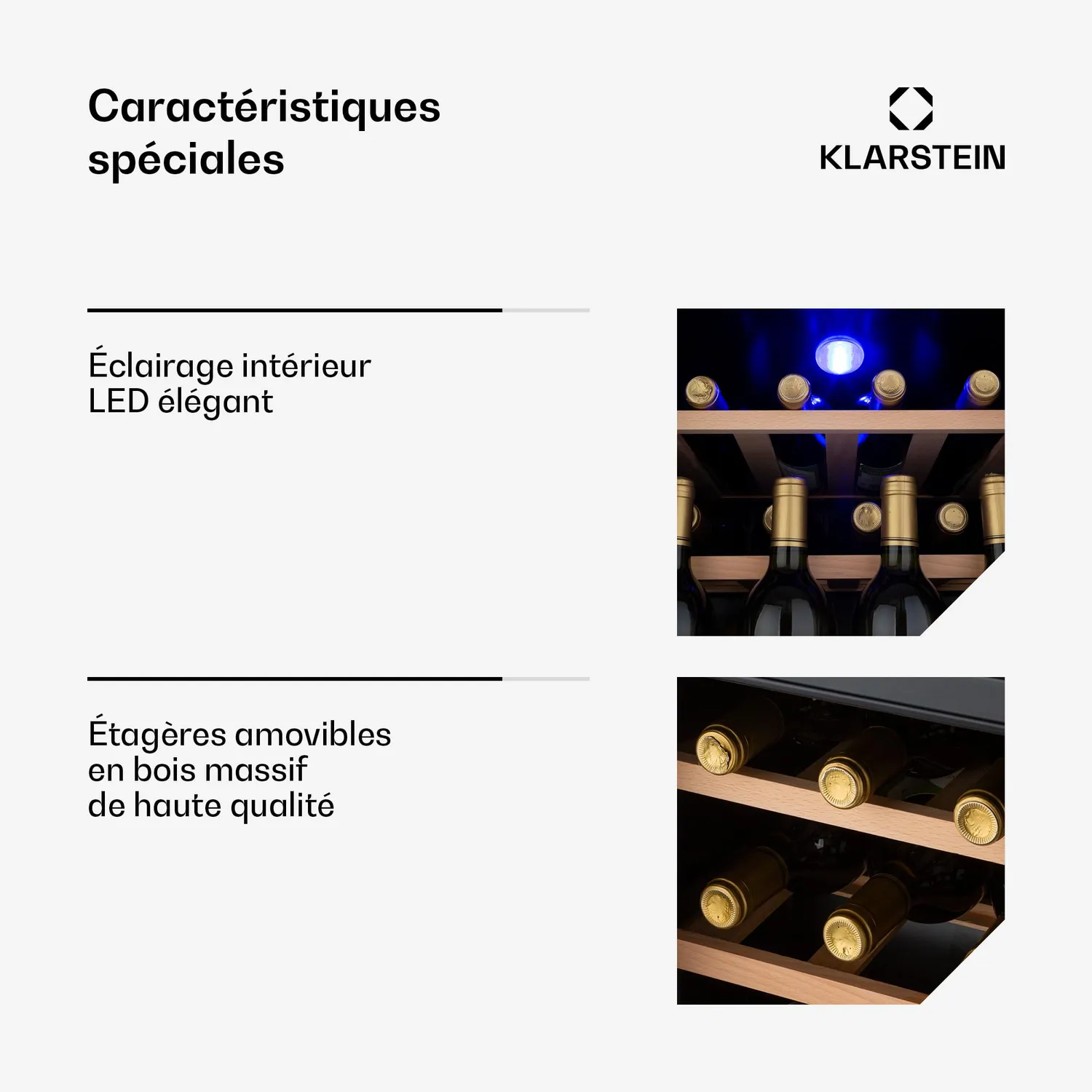 Klarstein cave à vin 12 bouteilles 46 L porte verre