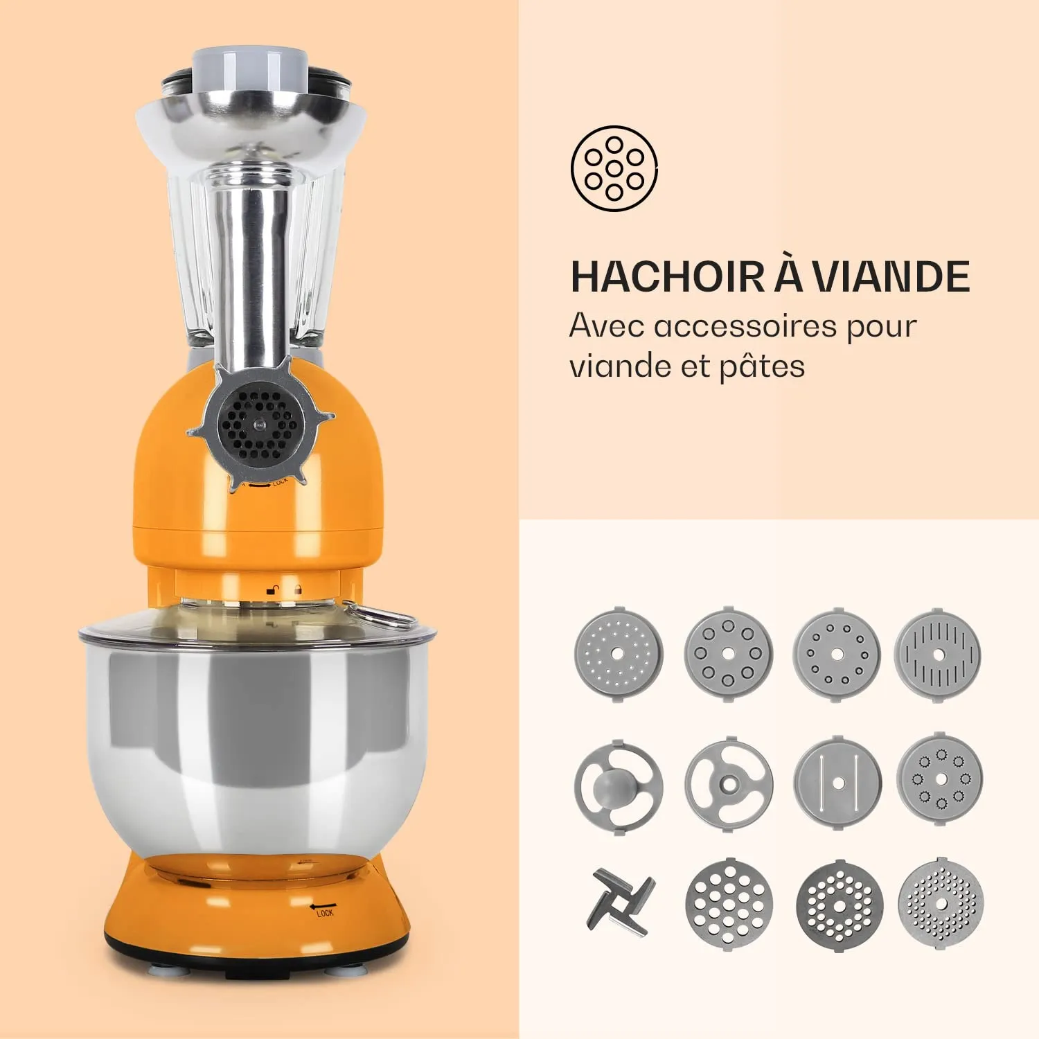 Klarstein Lucia robot cuisine orange 1200W 5L