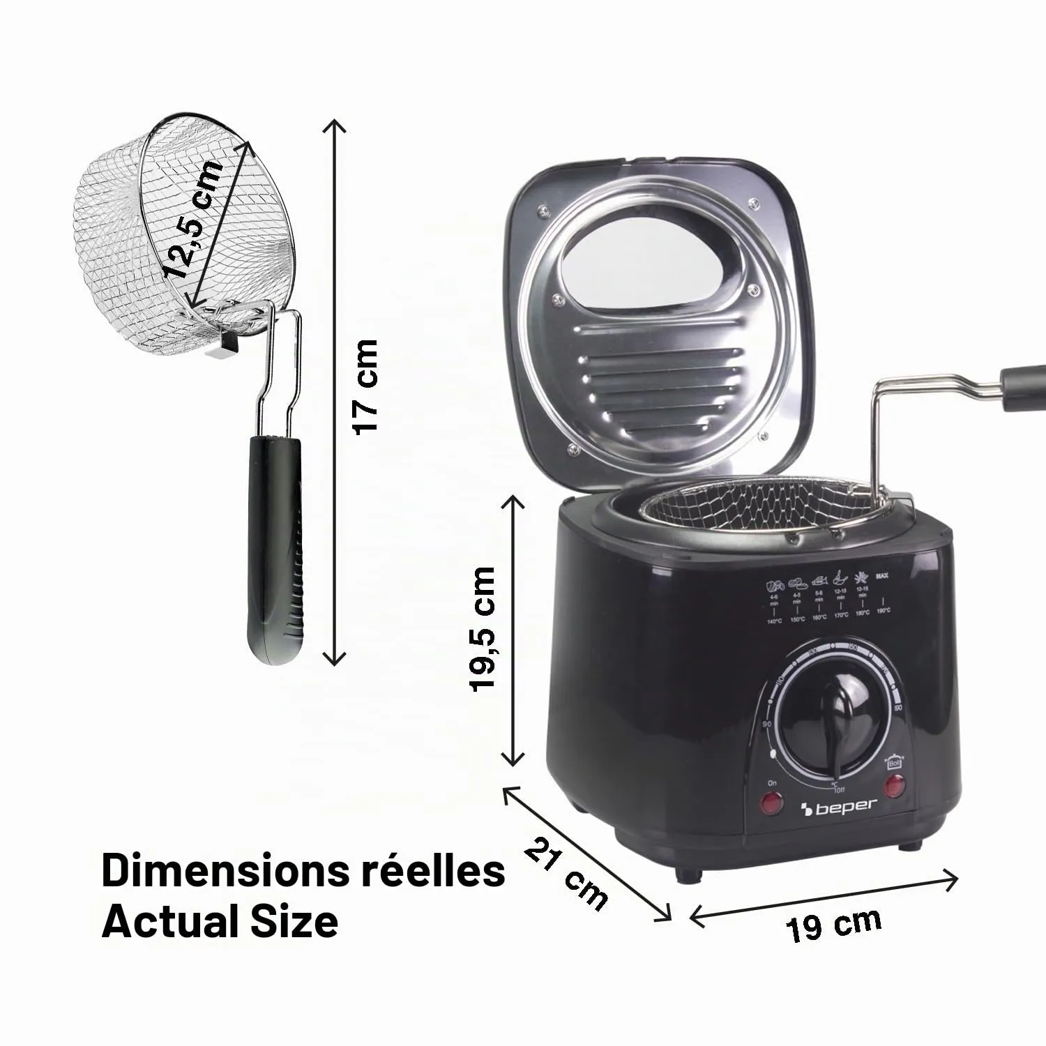 Beper P101FRI100 mini friteuse électrique 1L noire 950W