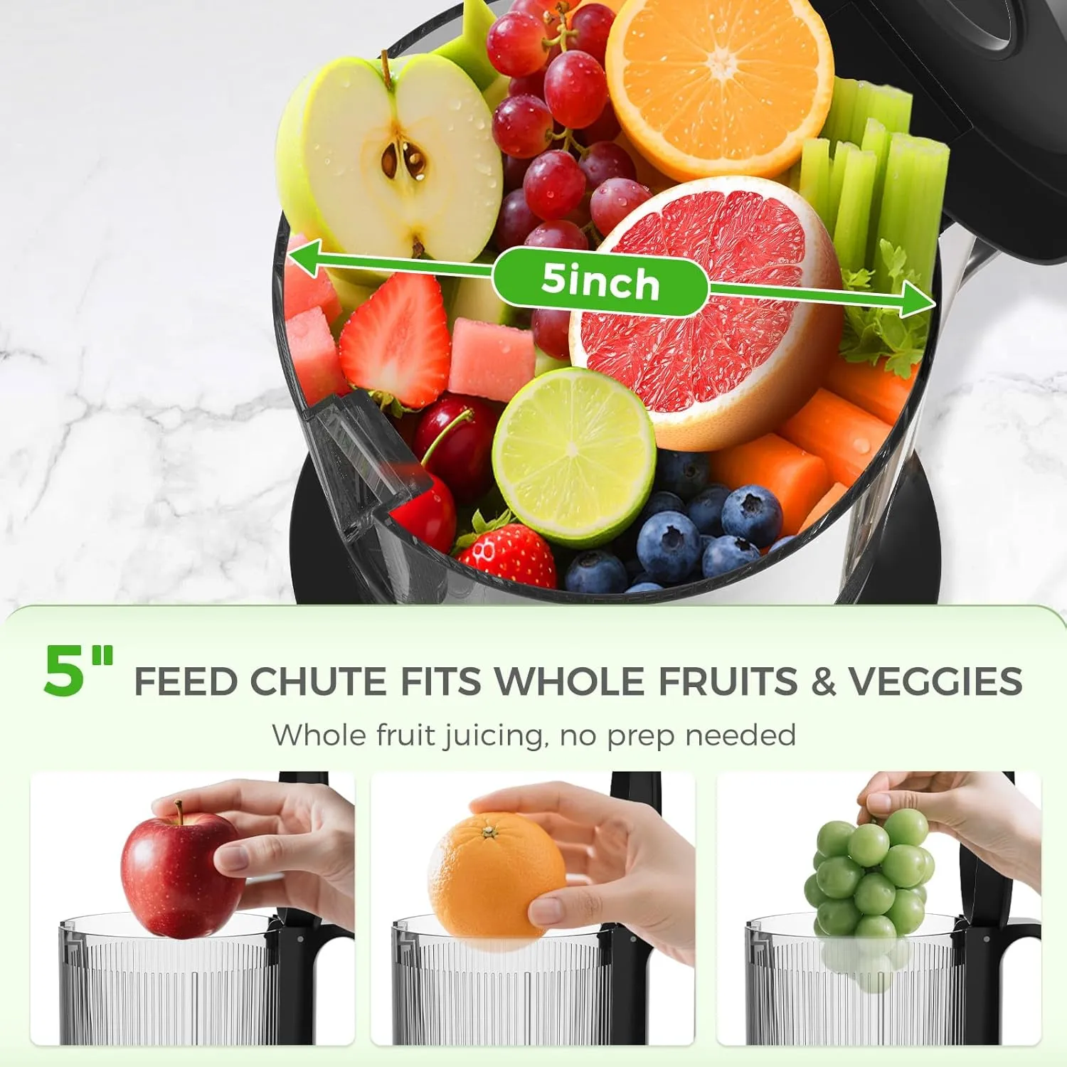 YASHE Extracteur de Jus 200W goulotte 12,7 cm