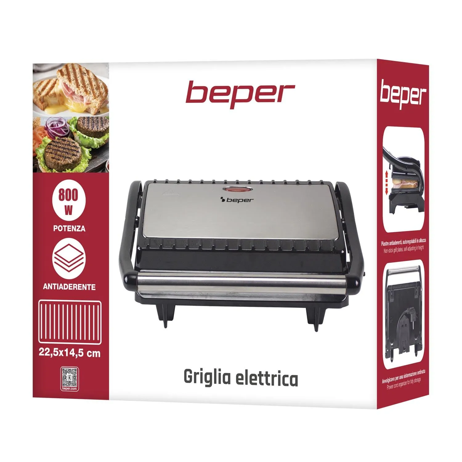 Beper P101TOS003 gril électrique compact antiadhésif