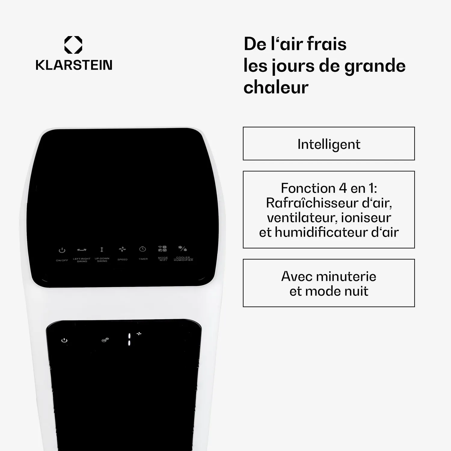 Klarstein Skytower 360° Smart rafraîchisseur blanc 6L 55dB