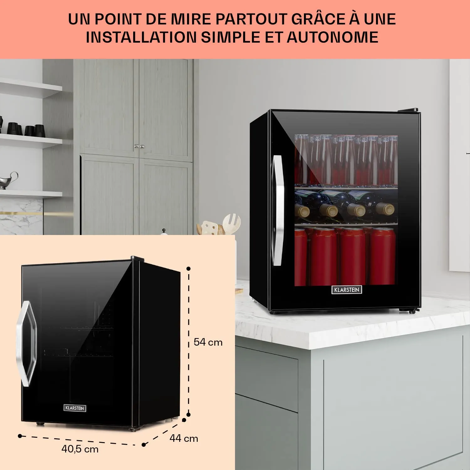 Klarstein mini frigo bar 33 L vitré noir silencieux
