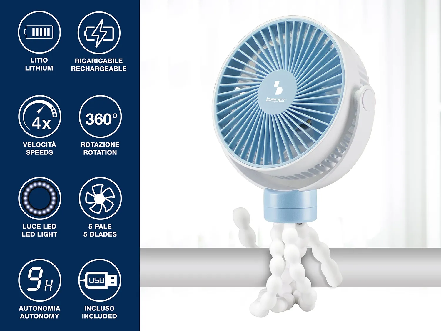 Beper P206VEN430 Ventilateur USB Flexible LED