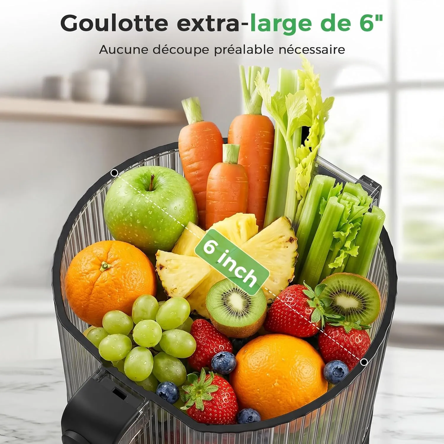 YASHE Extracteur Jus Froid 600W Goulotte 152mm 3-en-1