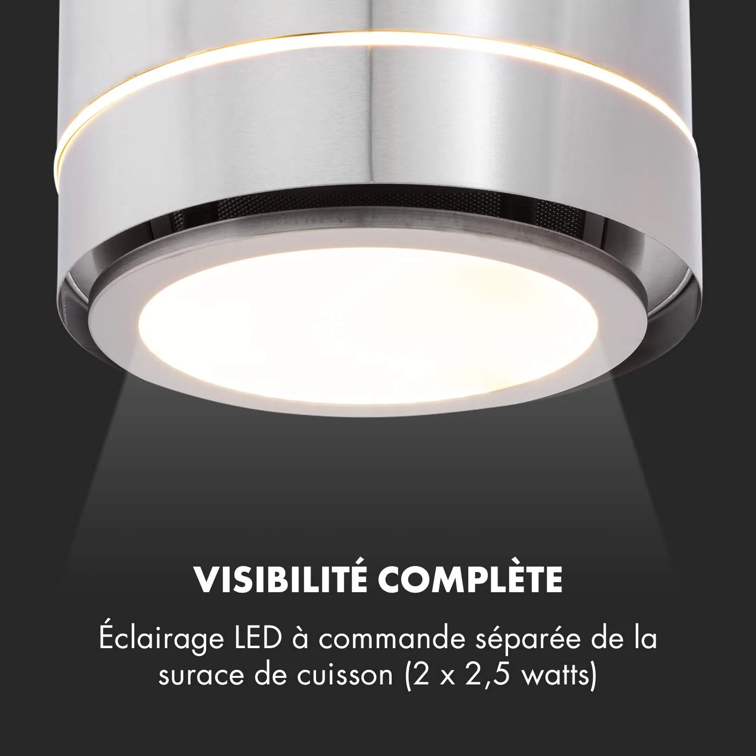 Klarstein hotte îlot suspendue noir 595 m3/h avec filtres