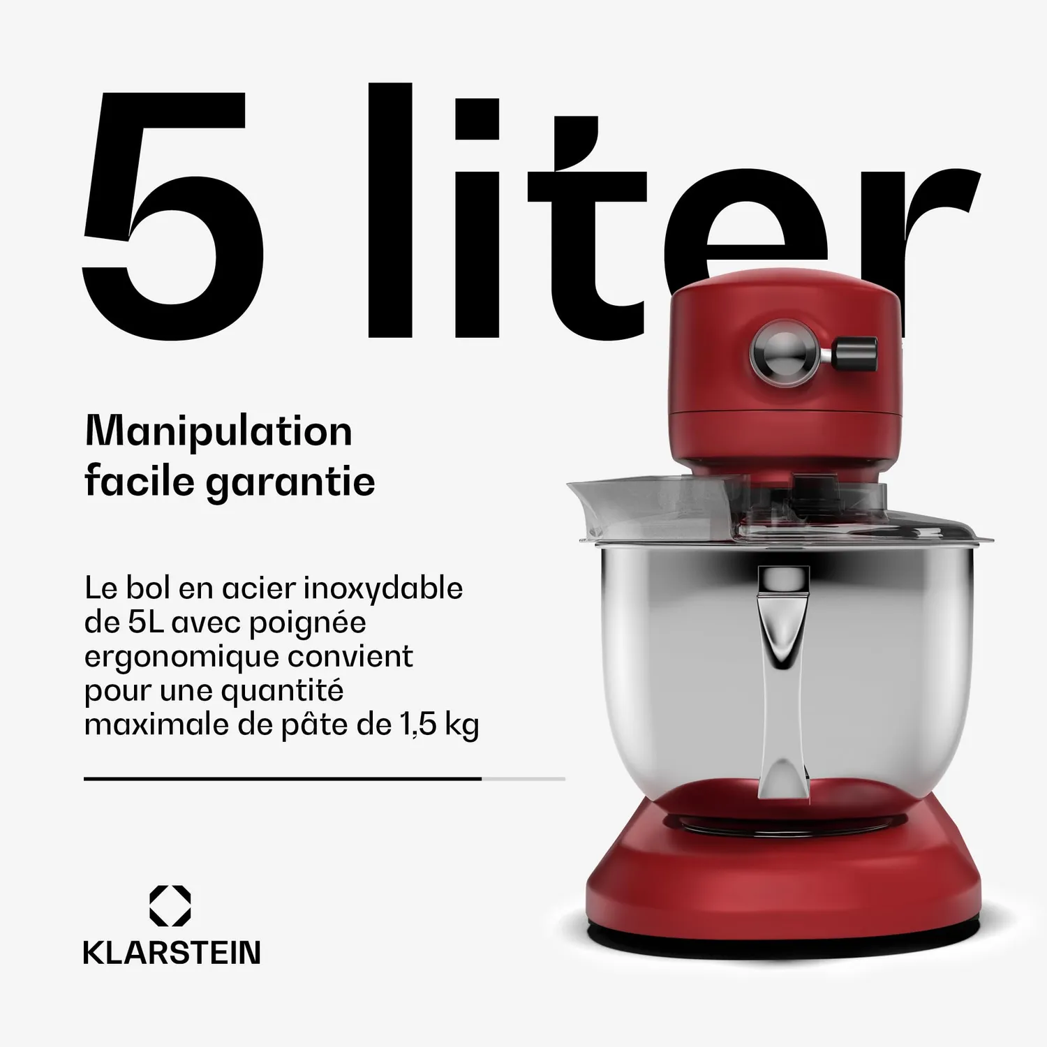 Klarstein Chiara robot de cuisine 5L rouge 1600W