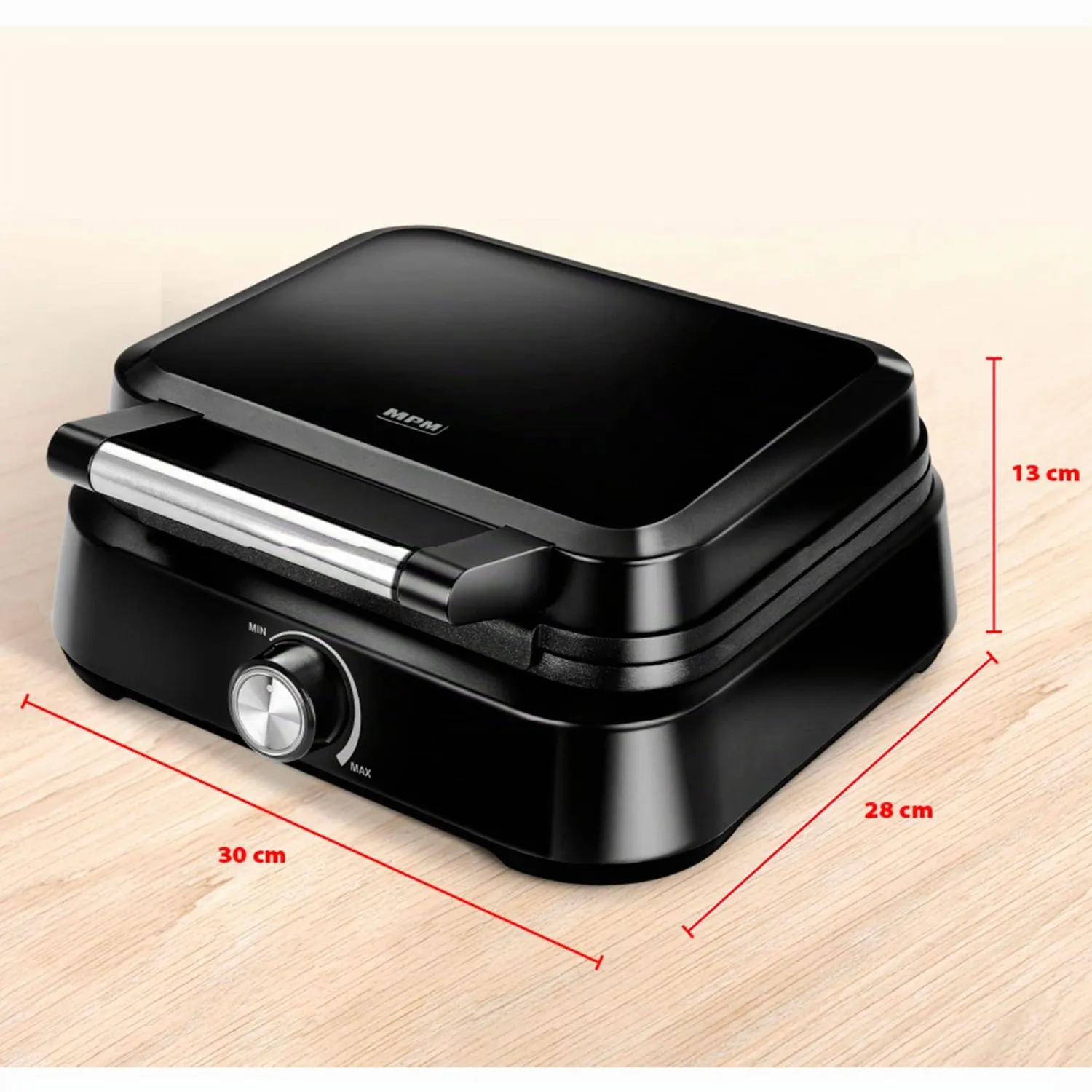 MPM MGO-40 gaufrier belge 2 gaufres 1500 W thermostat noir