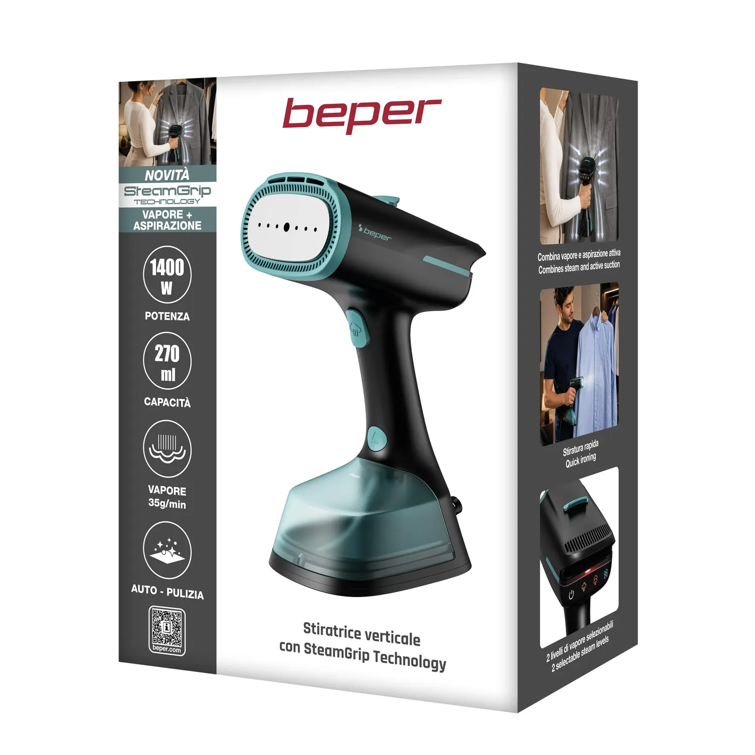 Beper P204FER211 défroisseur vapeur SteamGrip 1400W 270 ml
