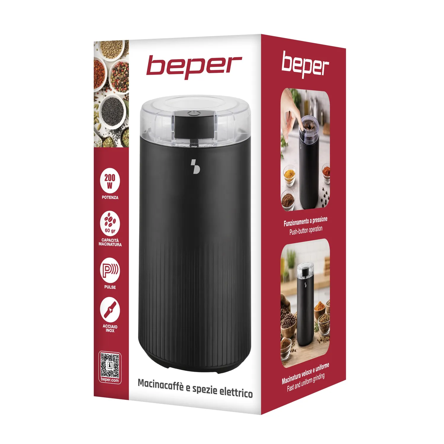Beper P102ROB120 moulin à café électrique 200W noir 60 g