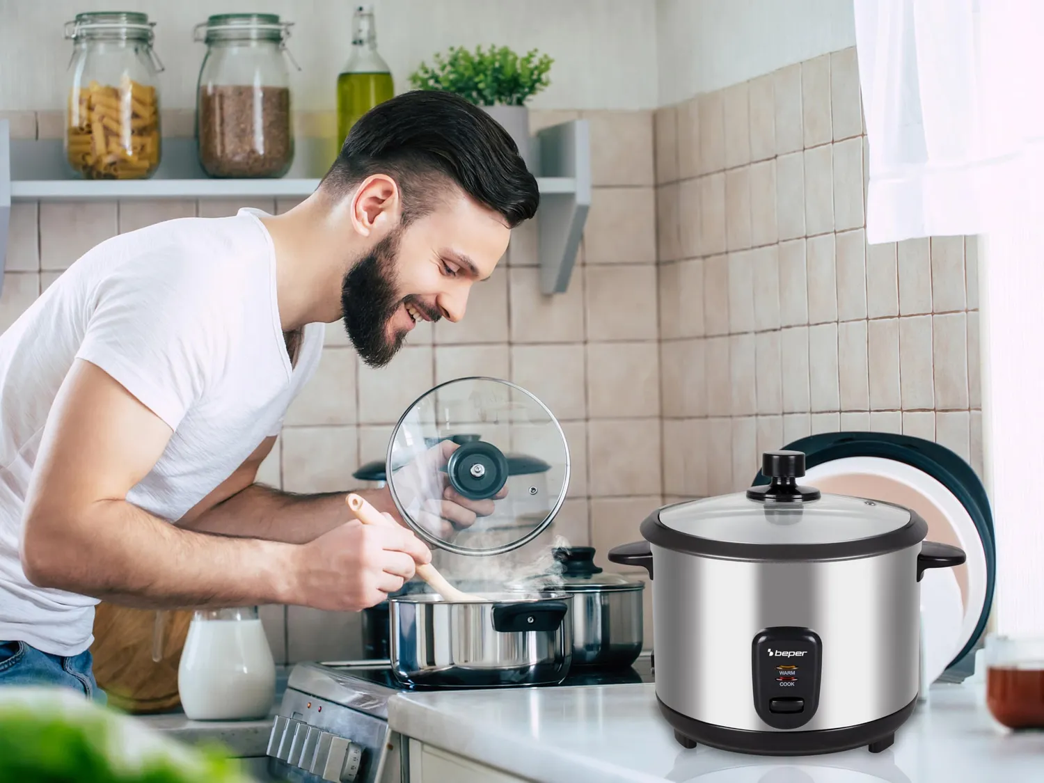 Beper P101VAP001 Rice&Steam cuiseur riz vapeur inox