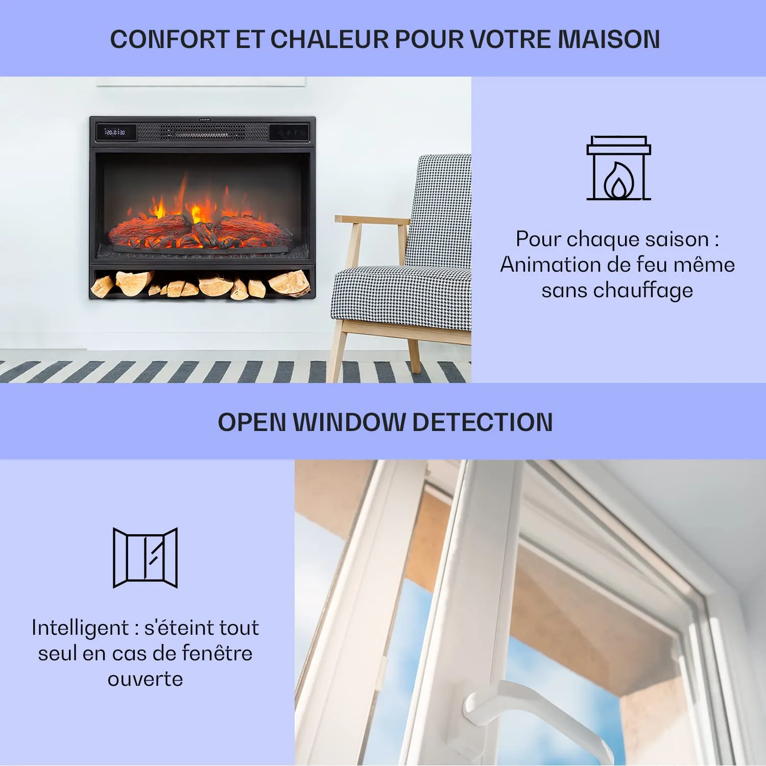 Klarstein Studio Light & Fire cheminée électrique 1900 W LED